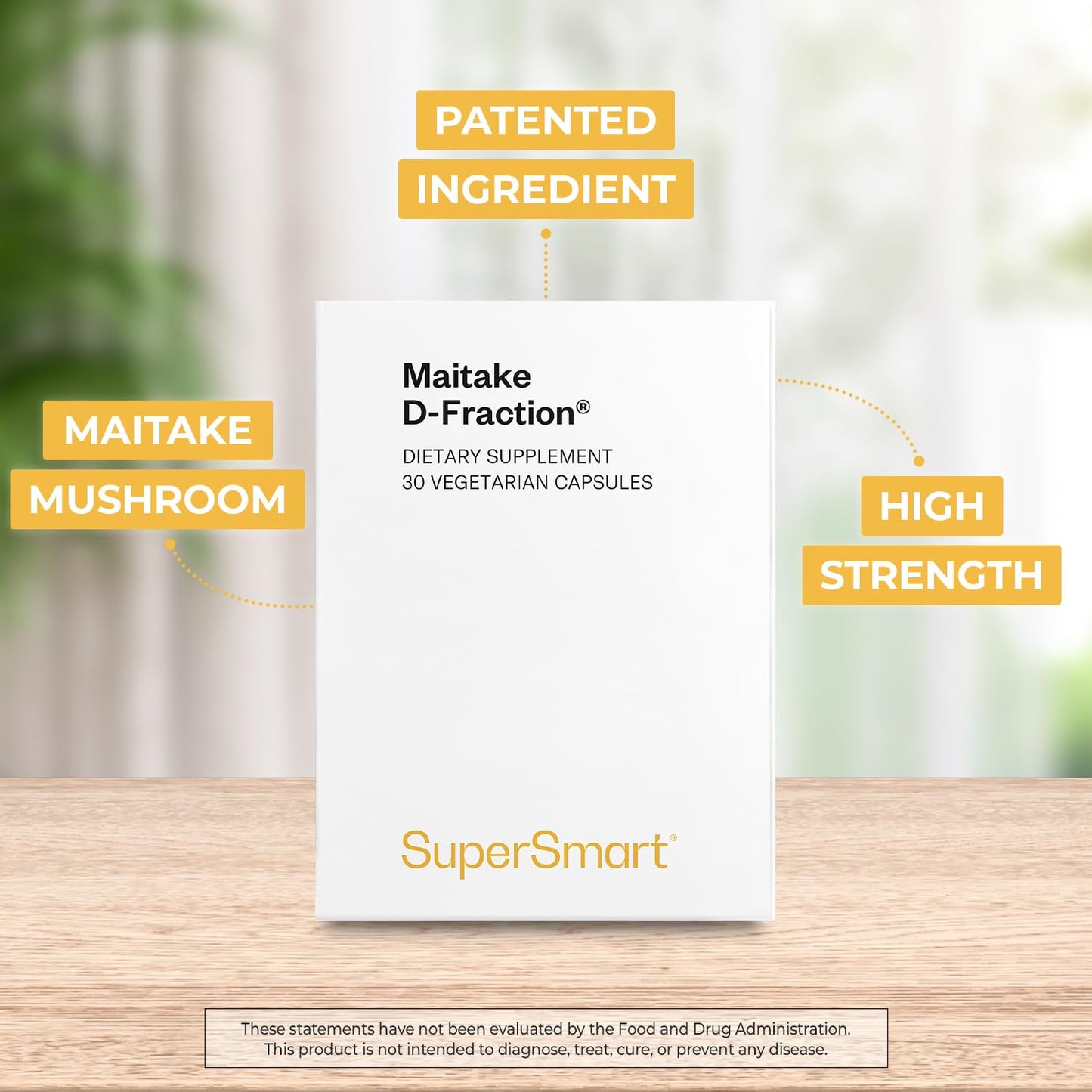 Supersmart Maitake D Fraction Pro 100mg per Day (Maximum Strength) Premium Mushrooms Extract Supplement Capsules, 30 Capsules