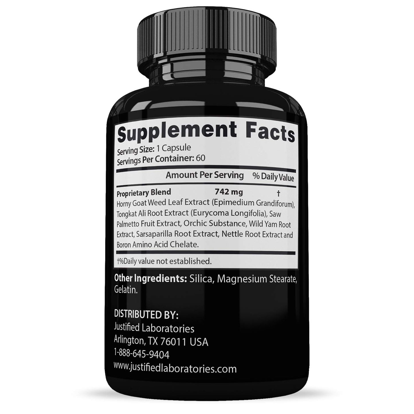 Justified Laboratories Savage Grow 742MG All Natural Advanced Men's Health Formula 180 Capsules