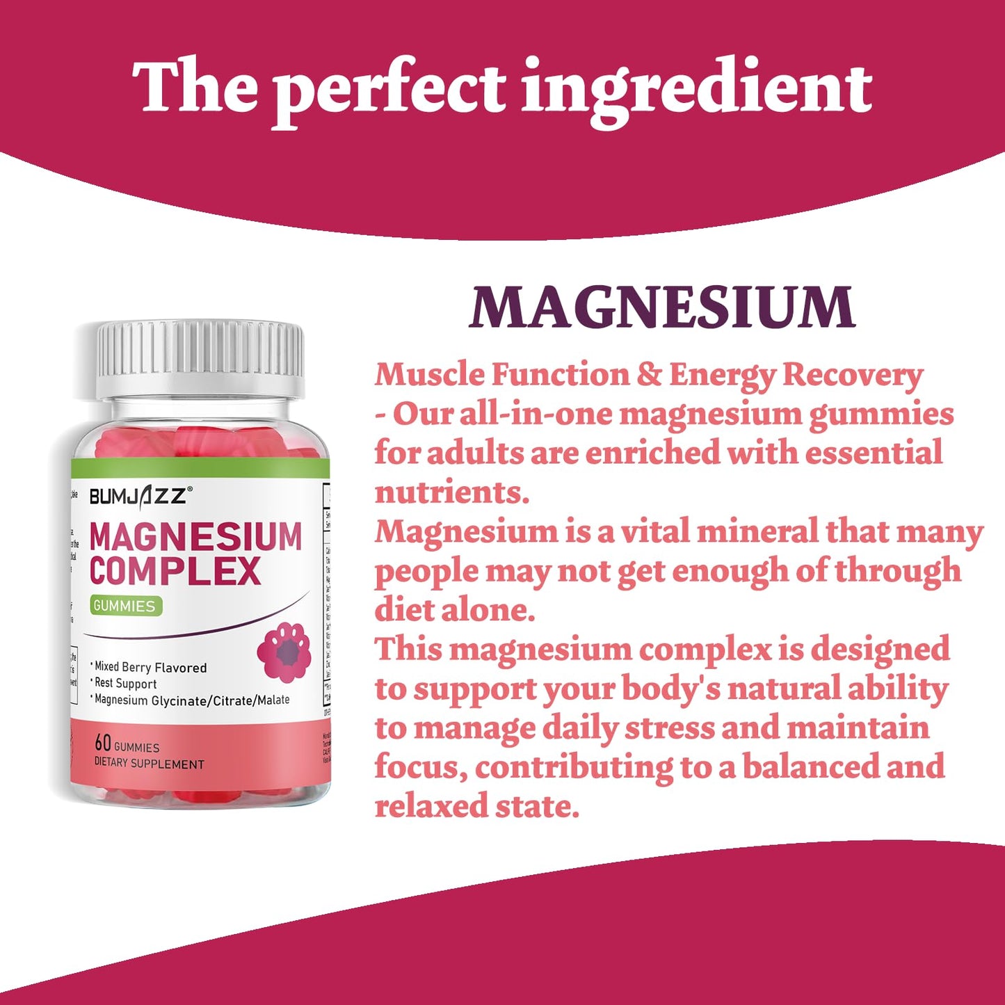 Bumjazz Magnesium Complex Gummies 800mg 60 Count