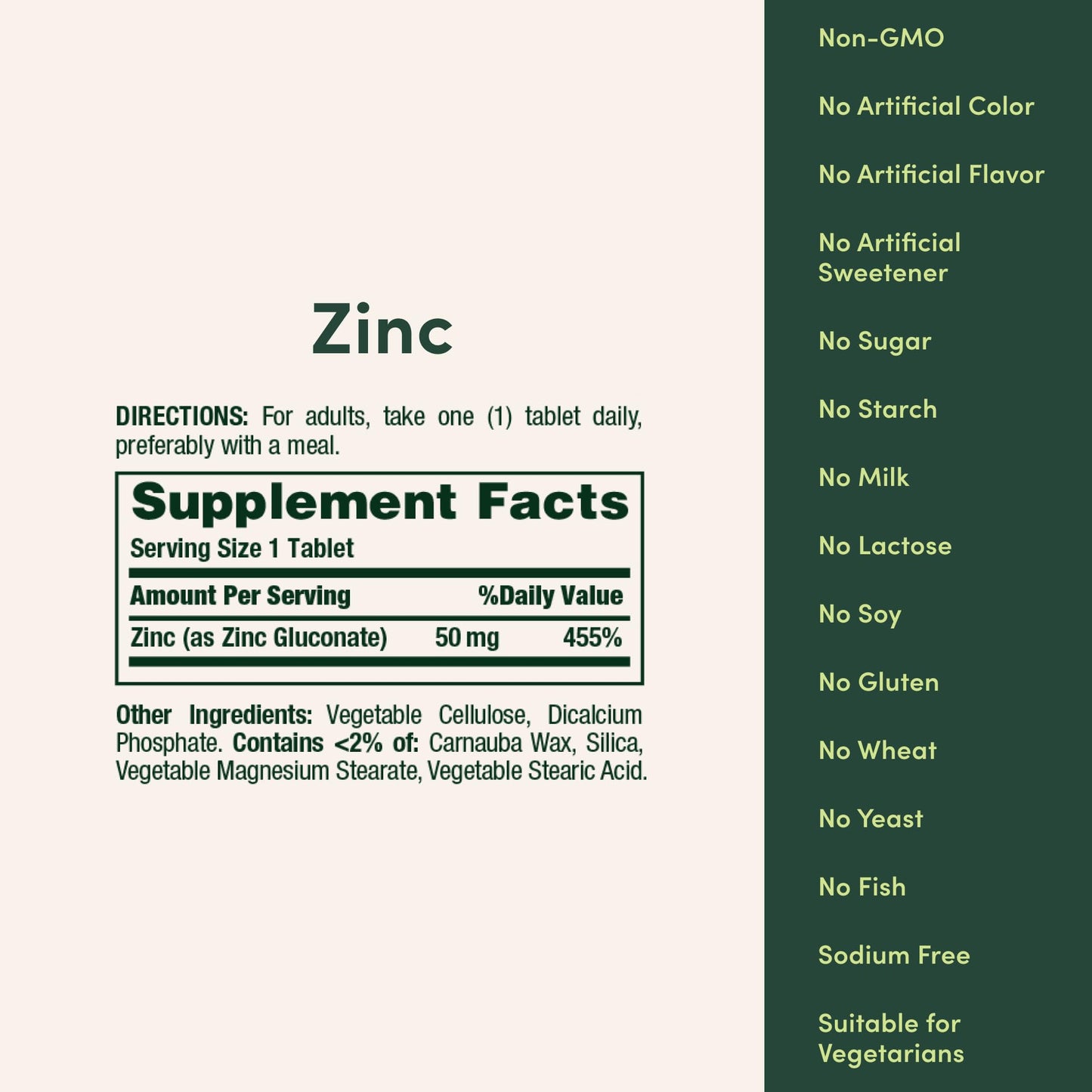 Nature's Bounty Zinc 50mg Tablet, 250 Count