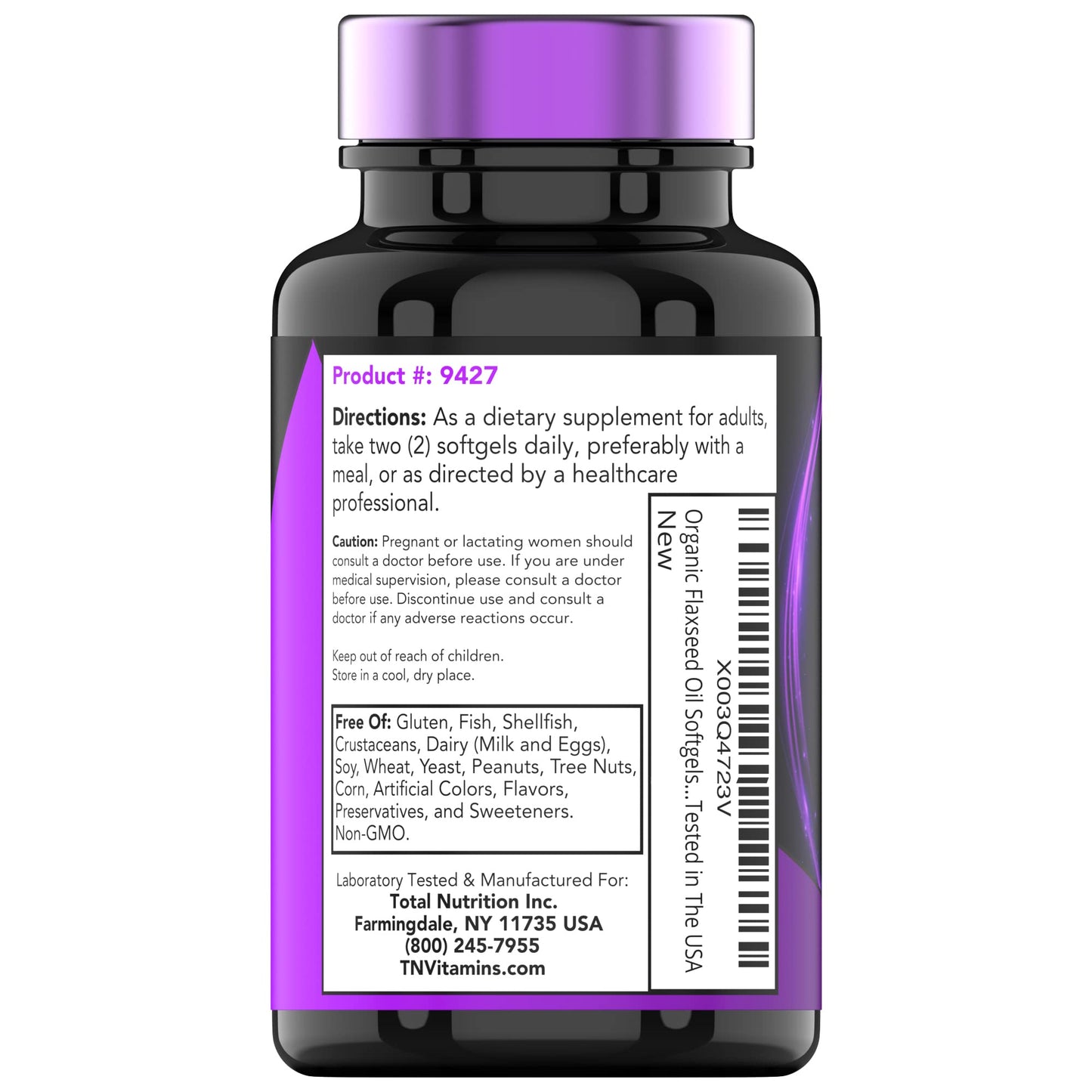 tnvitamins Organic Flaxseed Oil Softgels 2000 mg, 90 Softgels