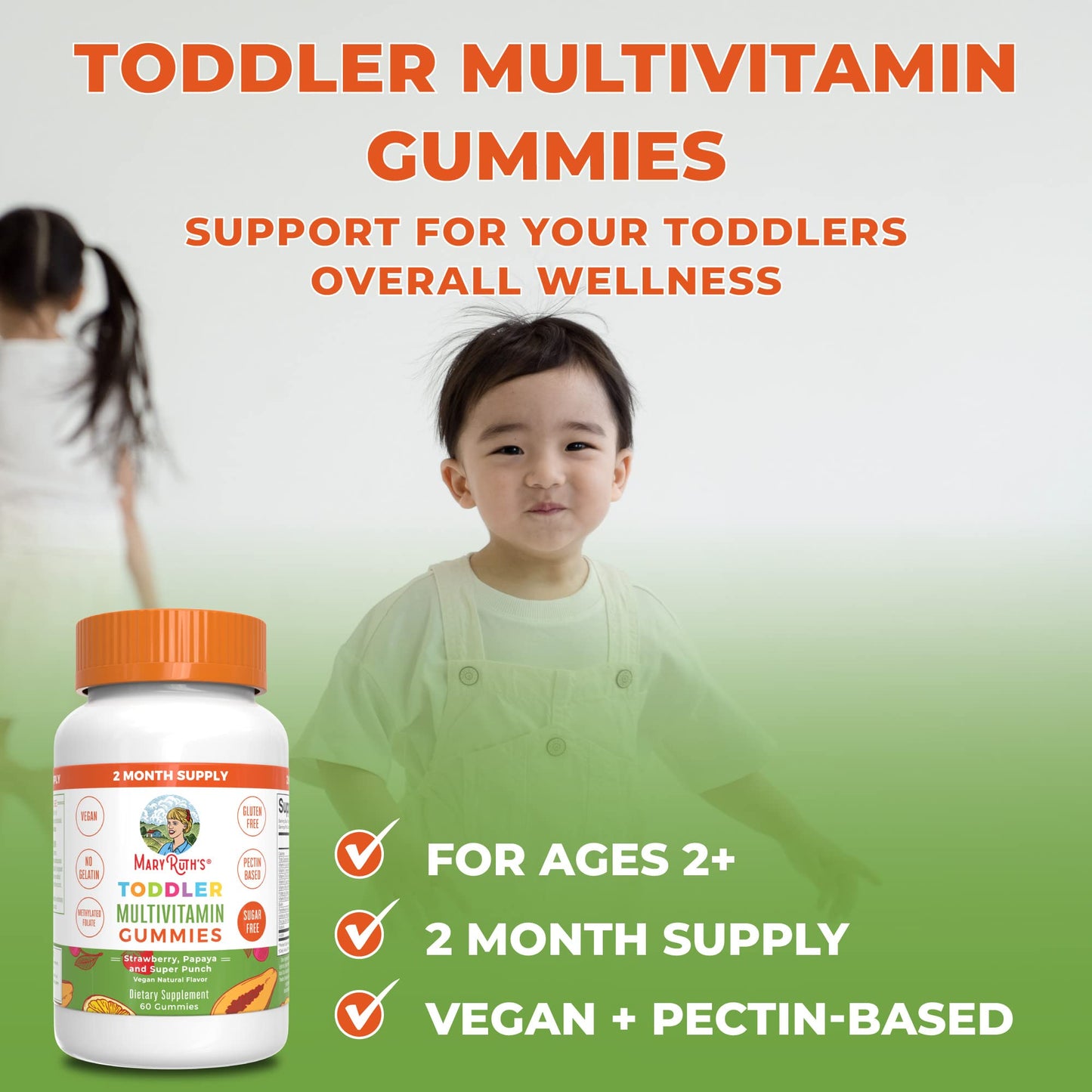 MARYRUTH'S Sugar Free Vitamin Gummies for Kids Age 2 Gummy 60 Count