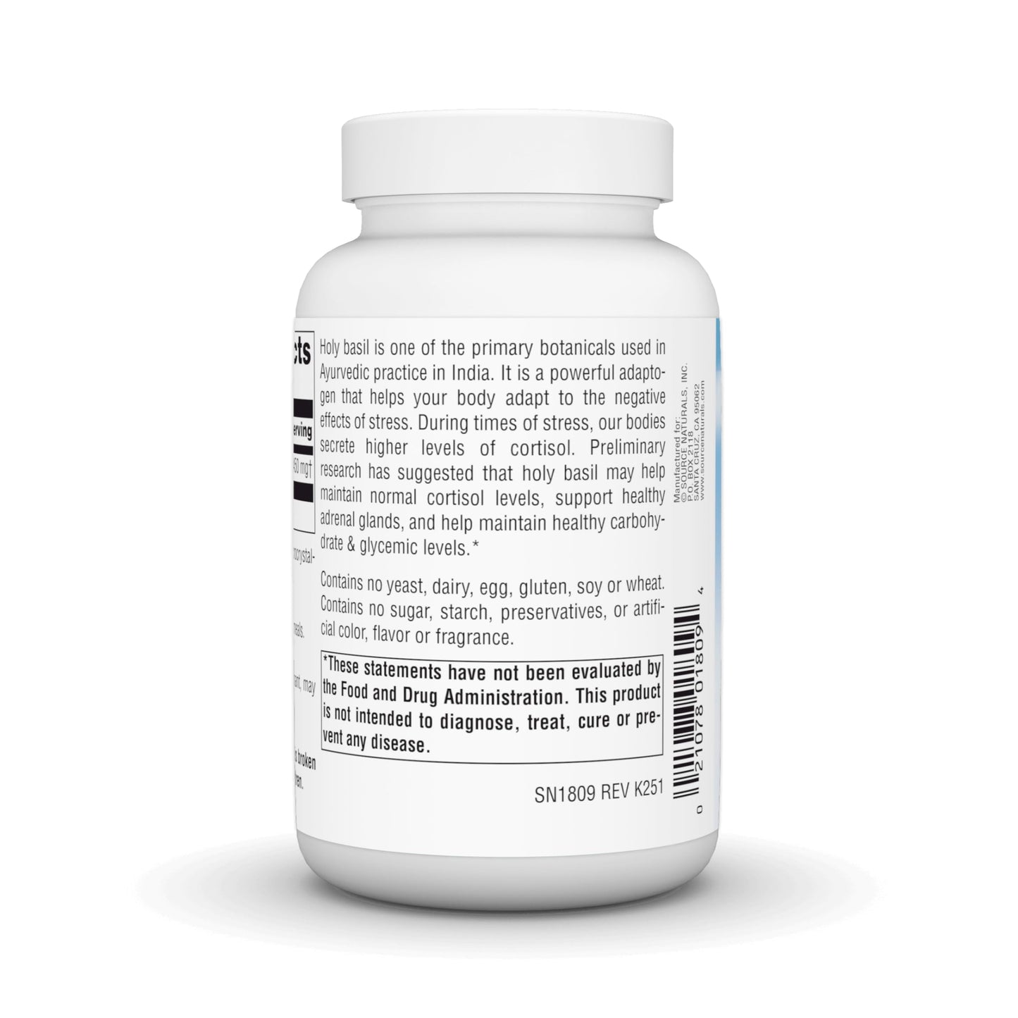 Source Naturals Holy Basil Extract, Adrenal Support 450mg Capsule, 120 Count