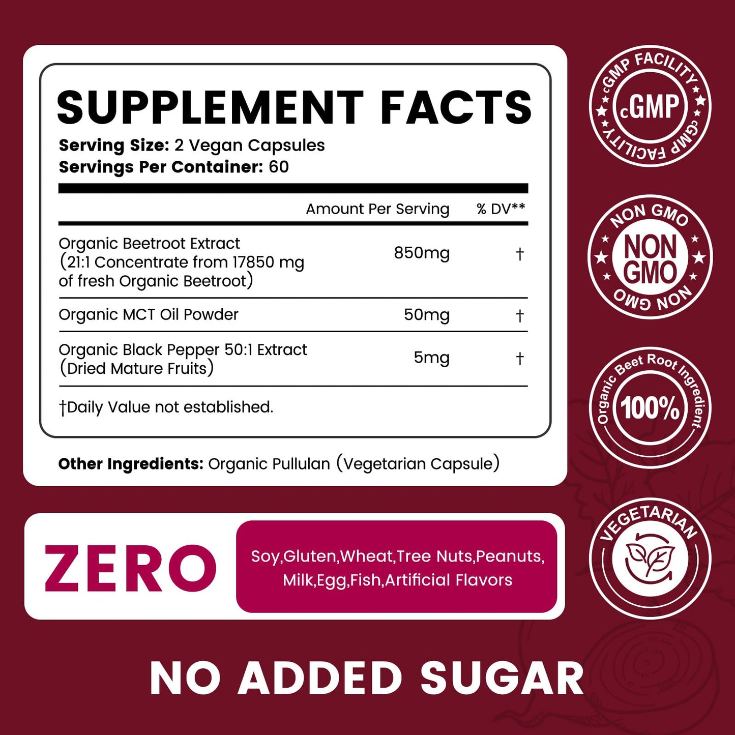 NUISM Organic Beet Root Capsules 120 Capsules