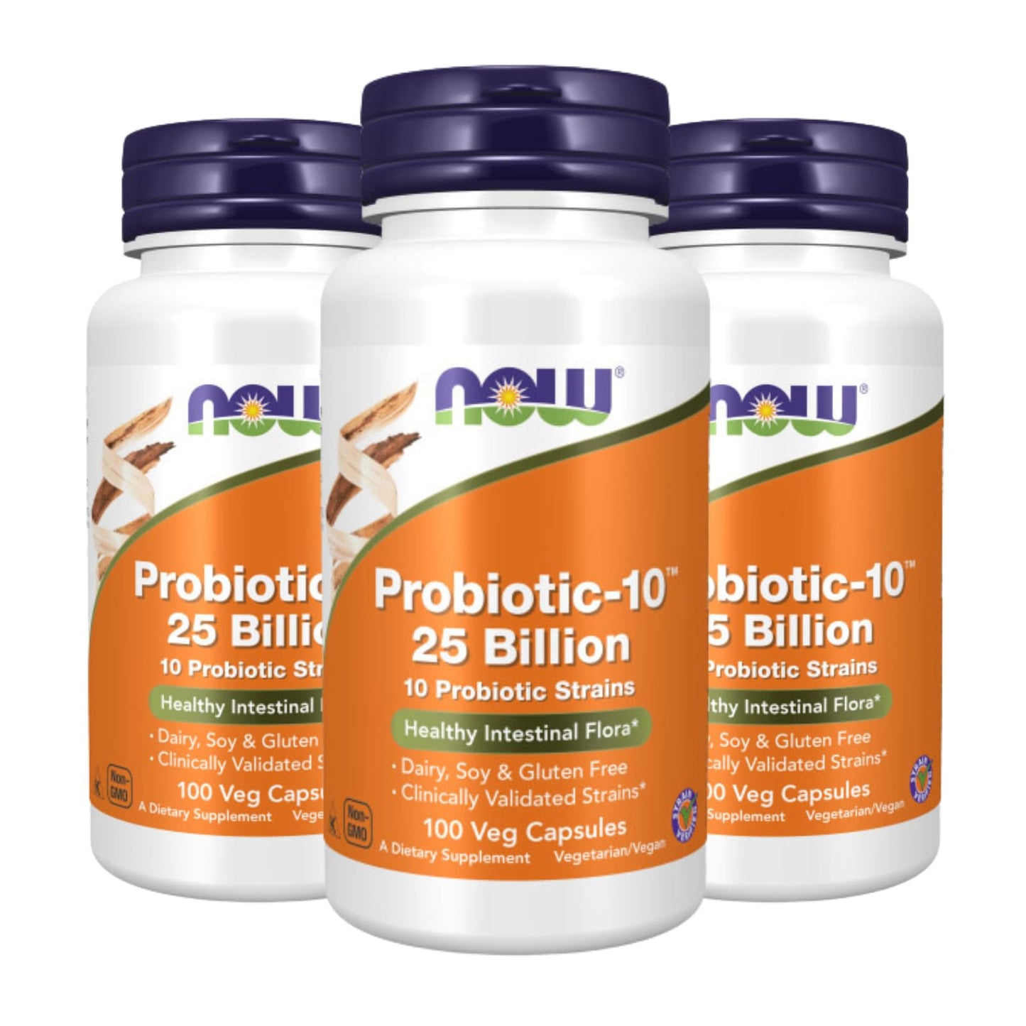 NOW Foods Probiotic-10 25 Billion Capsules Pack of 3