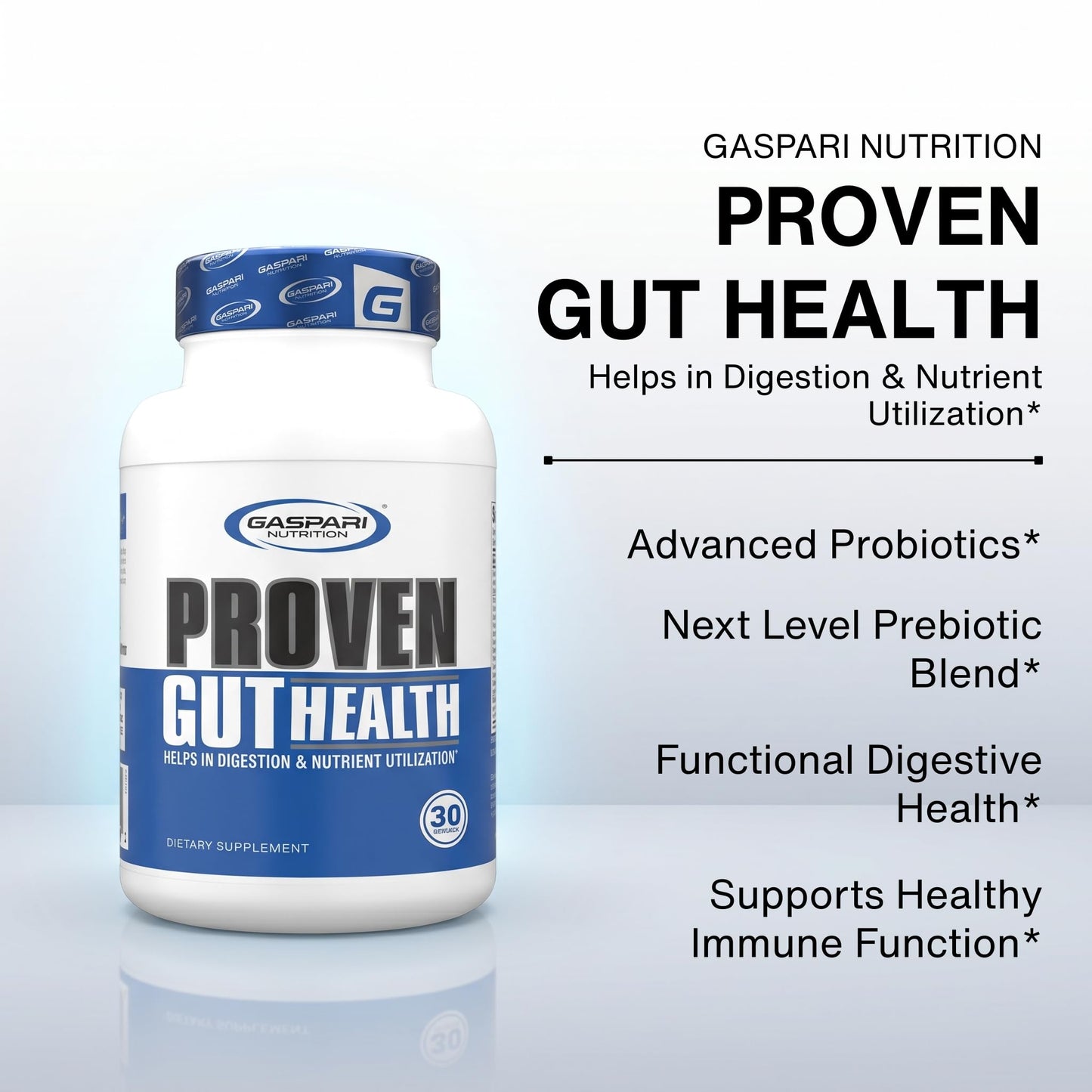 Gaspari Nutrition Proven Gut Health Prebiotics and Probiotics Sports Digestion and Nutrient Utilization Capsule 30 Count