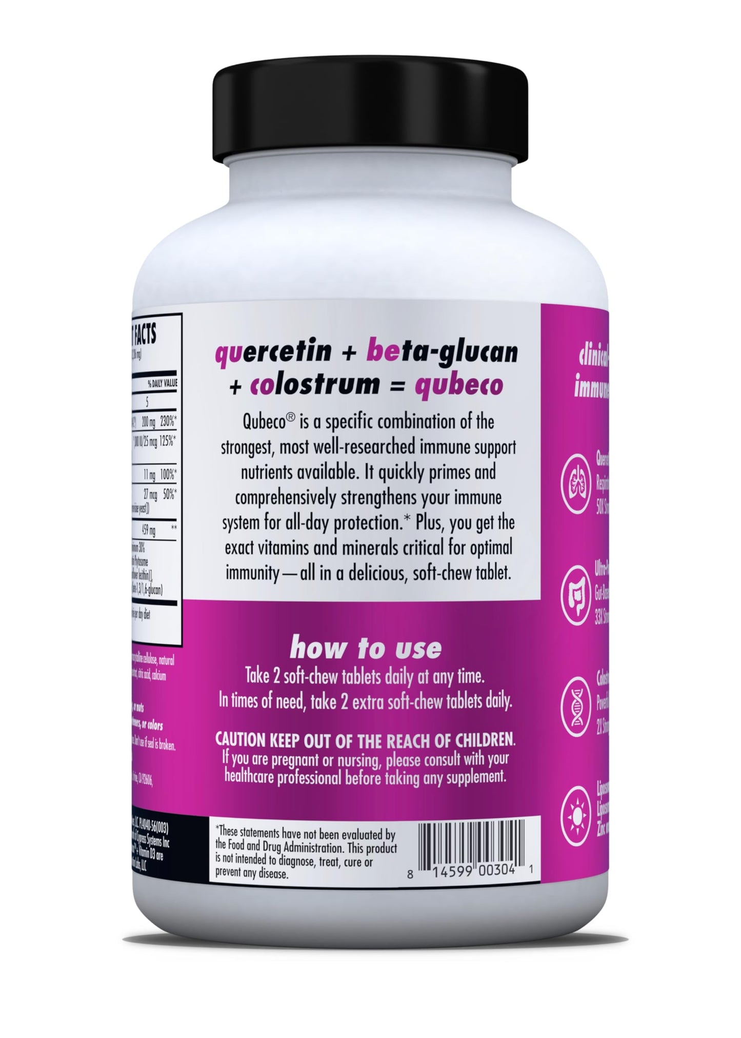 HEALTH DIRECT Qubeco Immune Support with Vitamin D3, Liposomal Vitamin C, Quercetin, Beta-Glucan, Colostrum, Zinc, Selenium Tablet, 56-Count