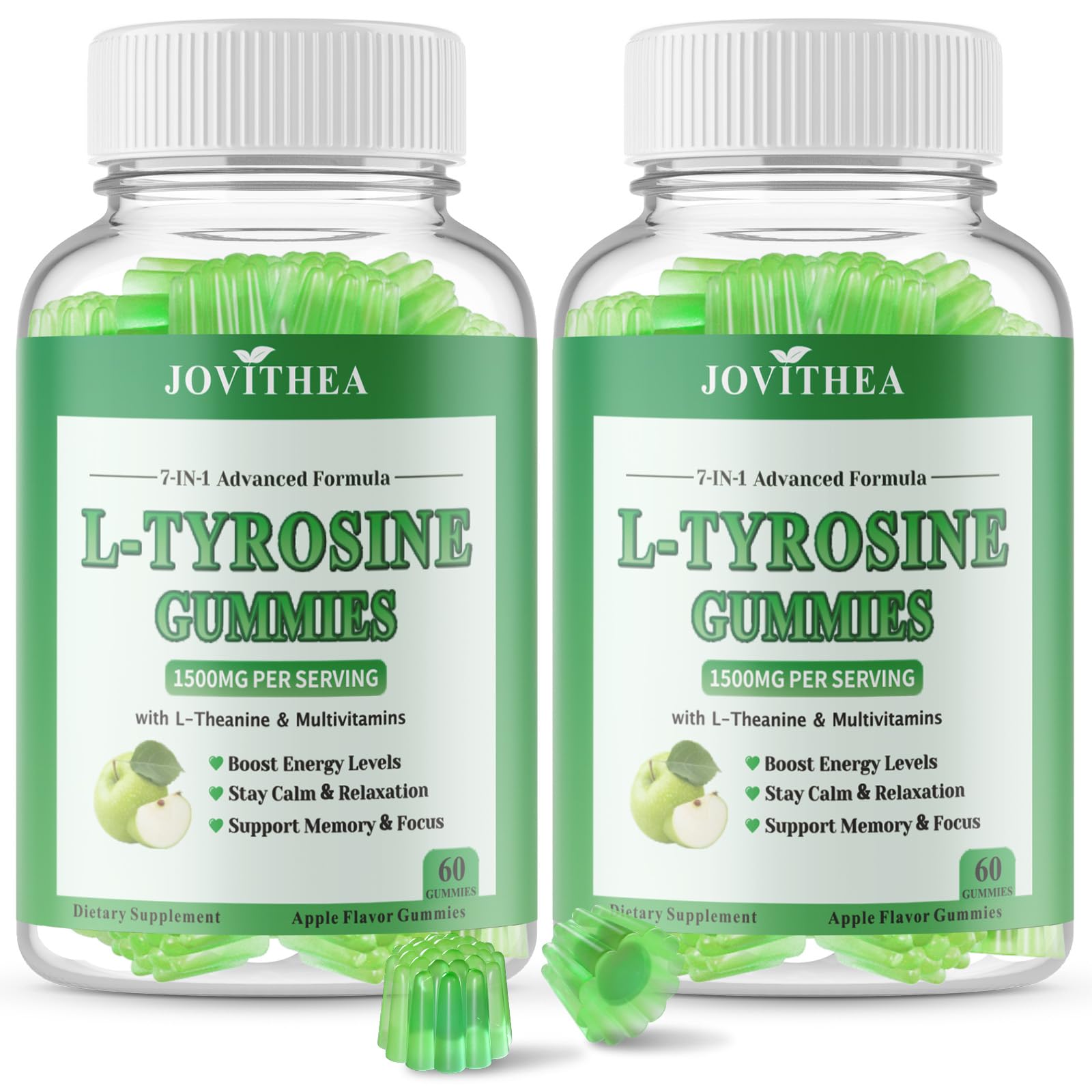 JOVITHEA L-Tyrosine Gummies 1500mg, Apple Flavor, 120 Gummies