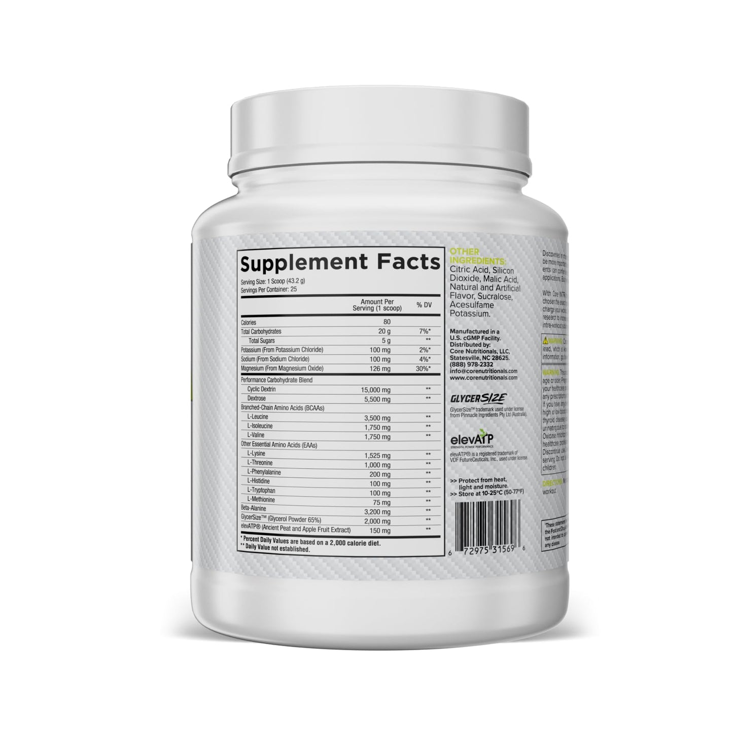 Core Nutritionals Intra Full Spectrum Intra Workout Powder 38.1 Servings