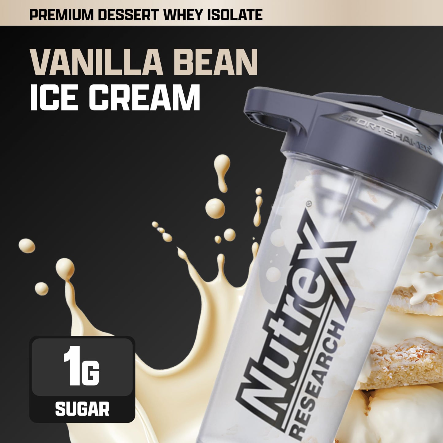 Nutrex Research IsoFit Whey Protein Isolate Powder, Vanilla Bean Ice Cream, 70 Servings