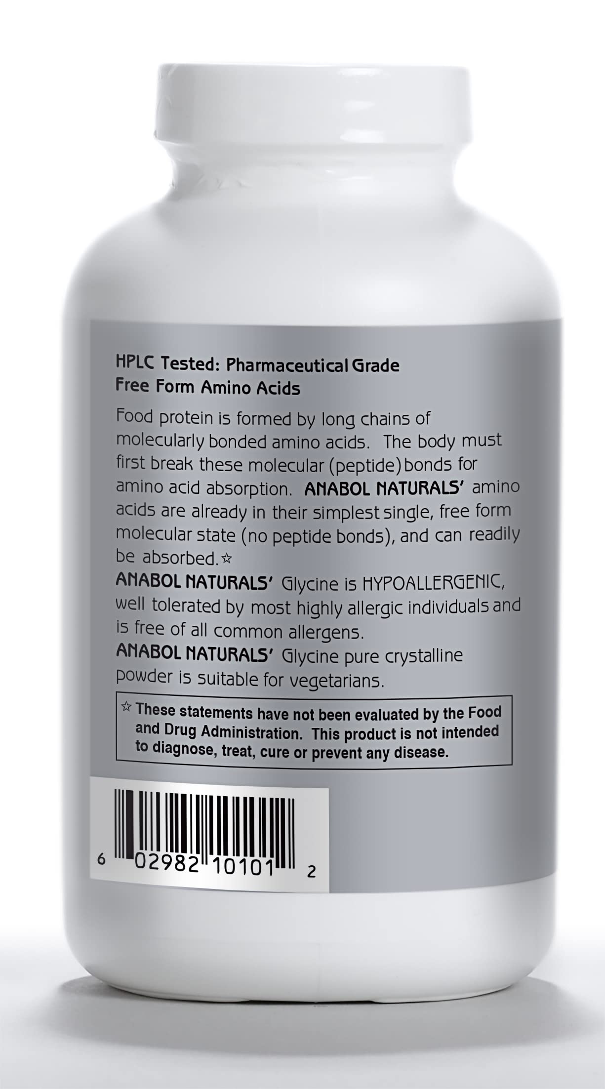 Anabol Naturals Glycine 1000 Gram Pure Crystalline Free Form Powder