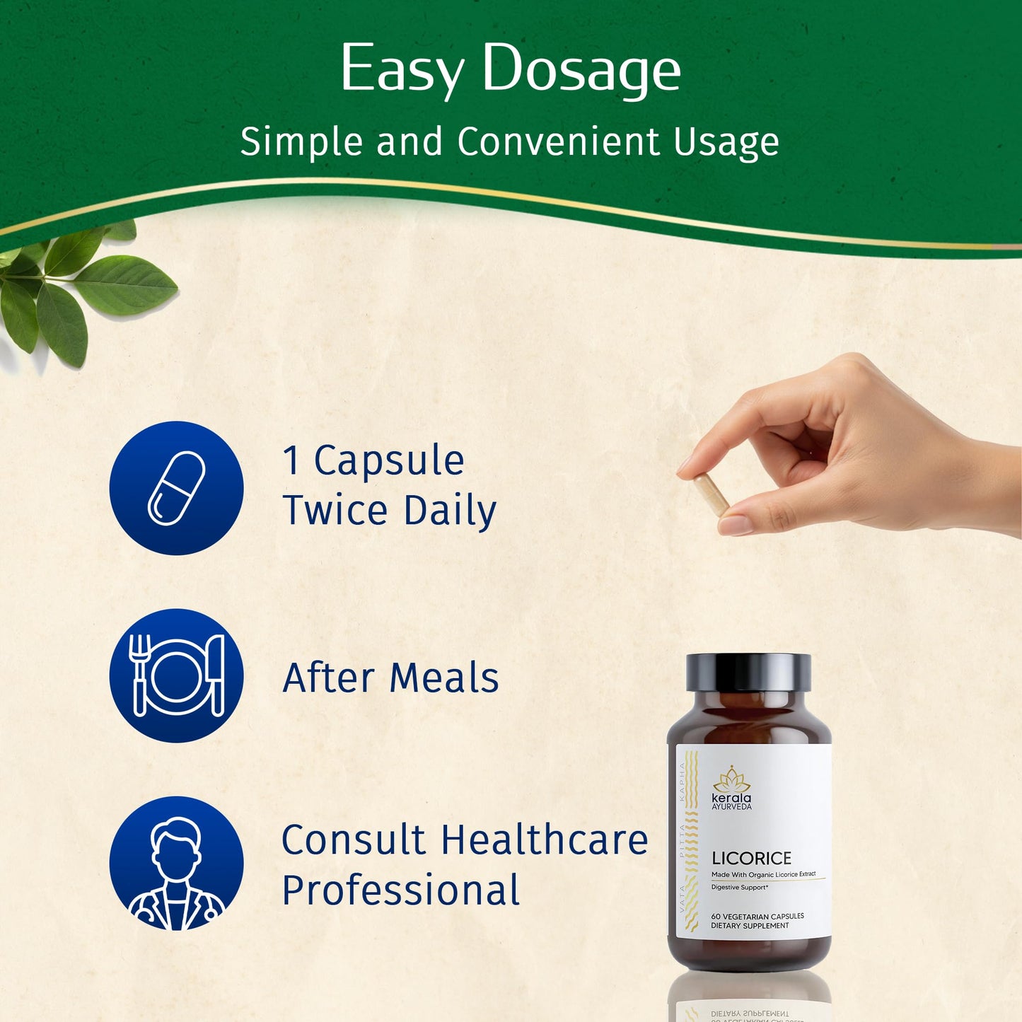 Kerala Ayurveda Licorice Root Herbal Supplement 375mg Capsules 60 Count