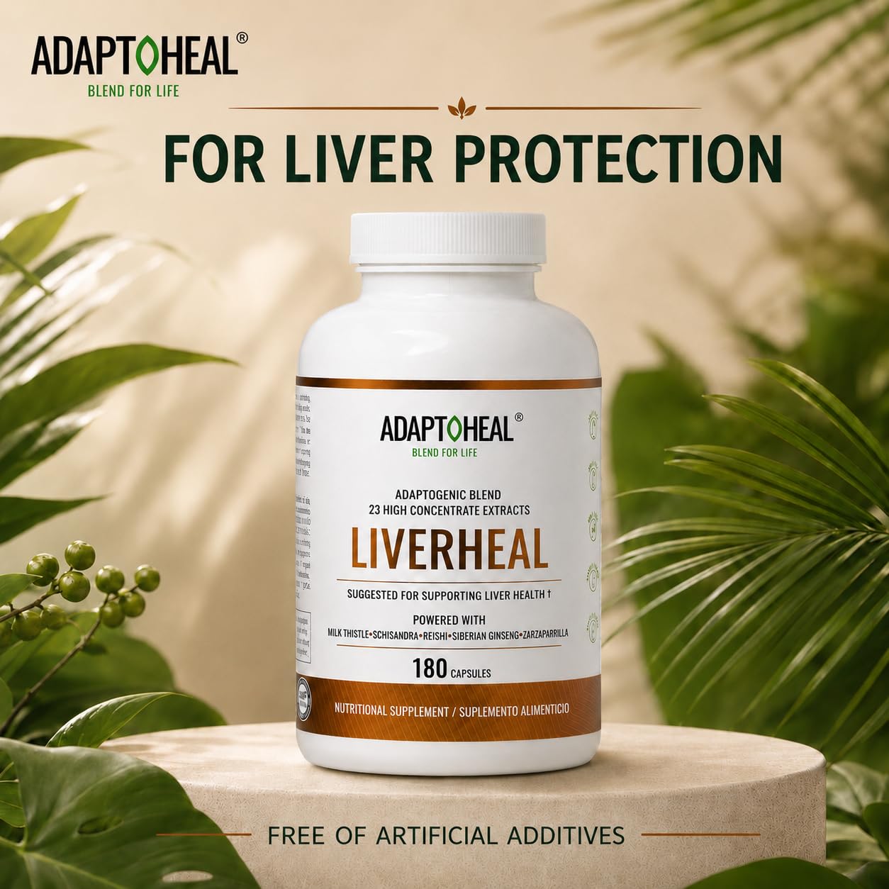 ADAPTOHEAL Milk Thistle, Turmeric and Astragalus Complex – Liverheal Herbal Liver Cleanse and Detox Formula with Artichoke and Schisandra Extracts – High-Potency Plant Blend 180 Capsules