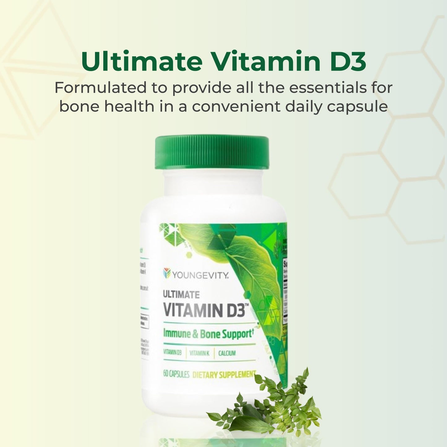 Youngevity Ultimate Vitamin D3 5000 IU with K2 Capsules, 60 Count