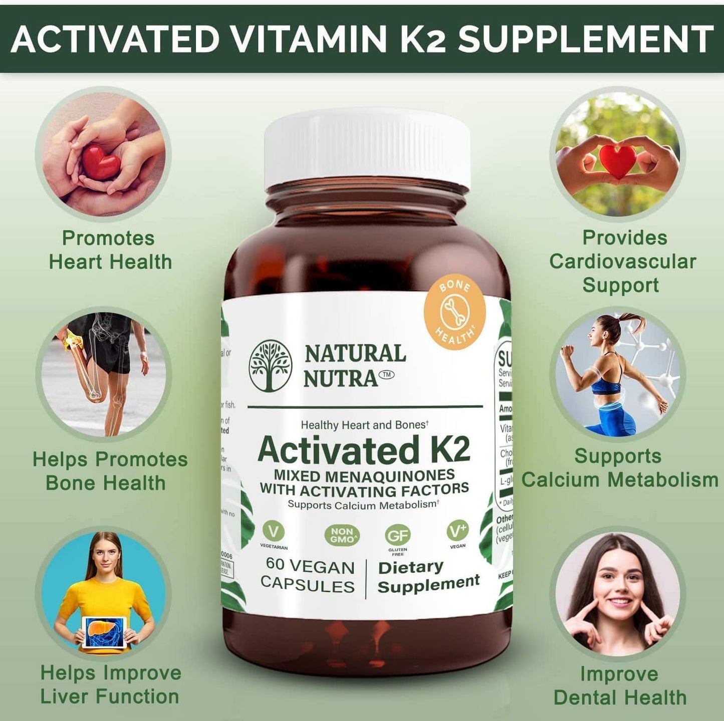 Natural Nutra Full Spectrum Vitamin K2 Supplement Capsule 180