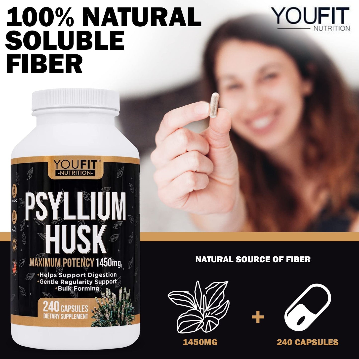 YouFit Nutrition Psyllium Husk 240 Capsules