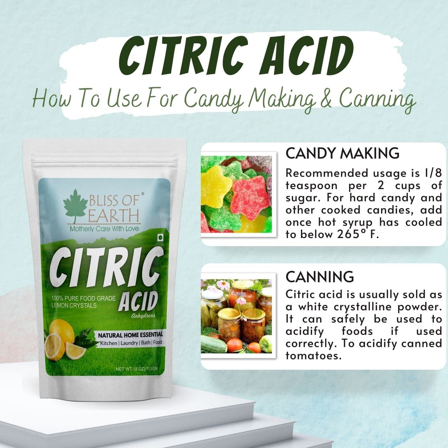 BLISS OF EARTH Citric Acid Powder, 4 oz