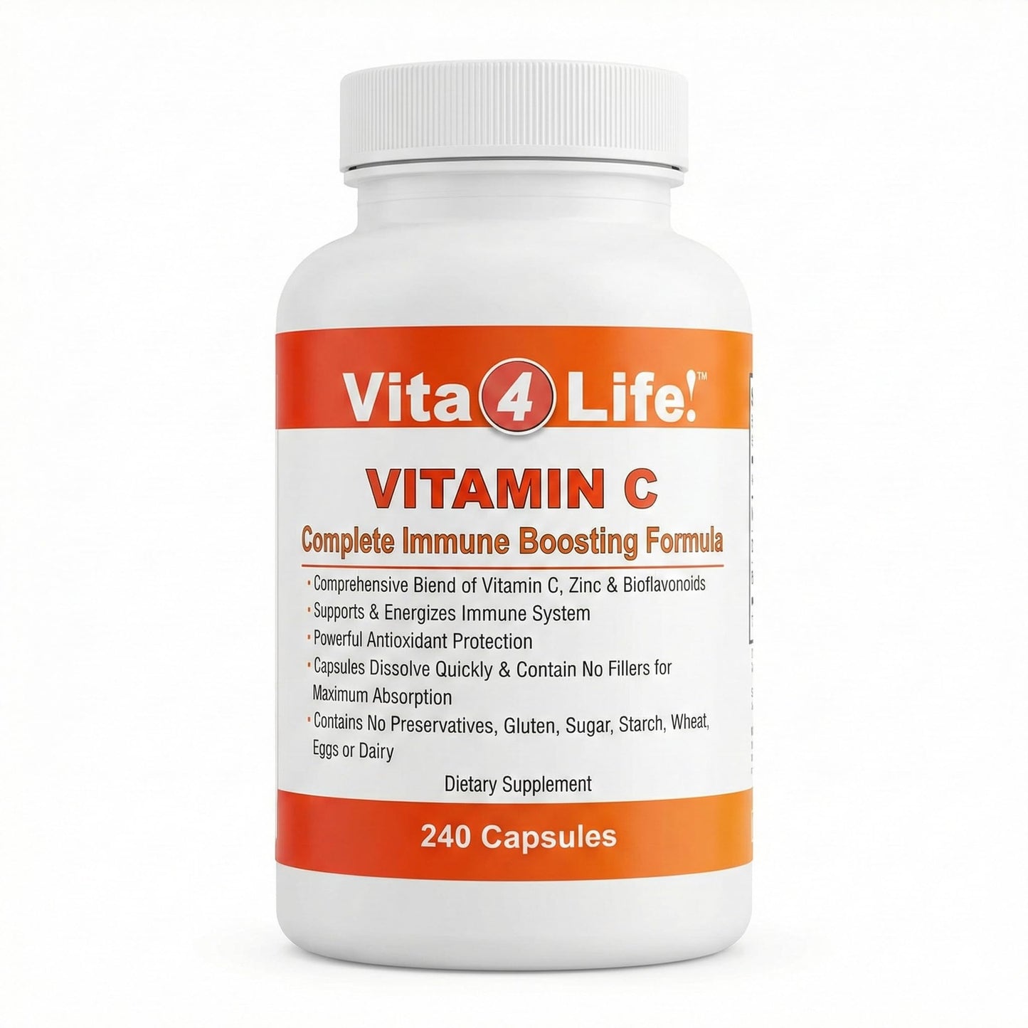 Vita4Life Vitamin C 1000mg with Zinc & Bioflavonoids, 240 Capsules