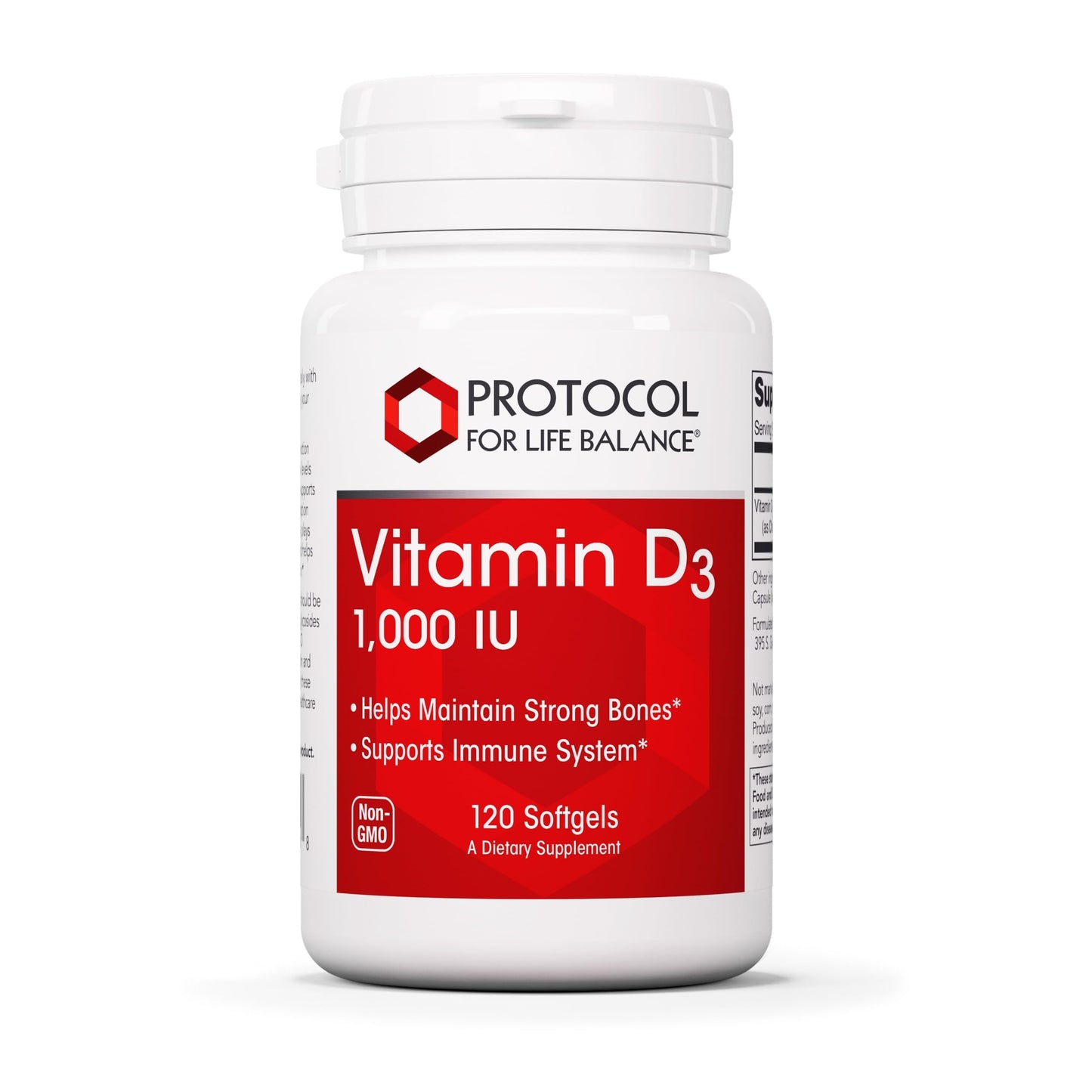 Protocol for Life Balance Vitamin D3 1000 IU Softgels, 120 Count