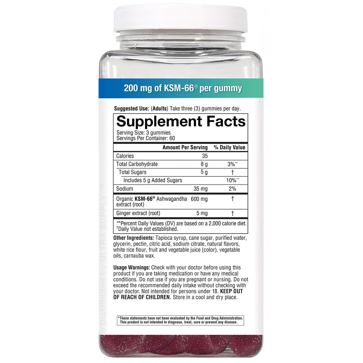 Generic Ashwagandha Gummies 600 mg Mixed Berry Flavor, Gummy, 180 Count