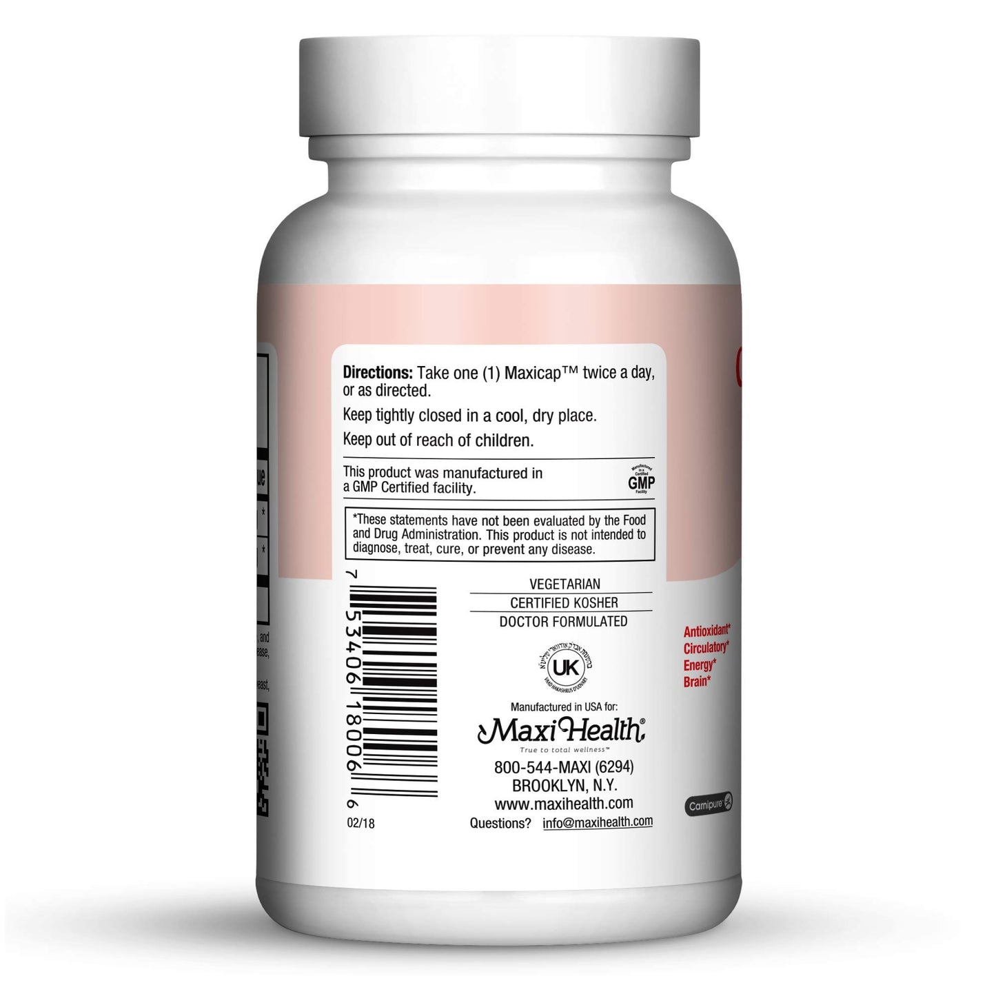 Maxi Health Coq Carnitine Complex Coenzyme Q10 & L-Carnitine Capsule, 60 Count