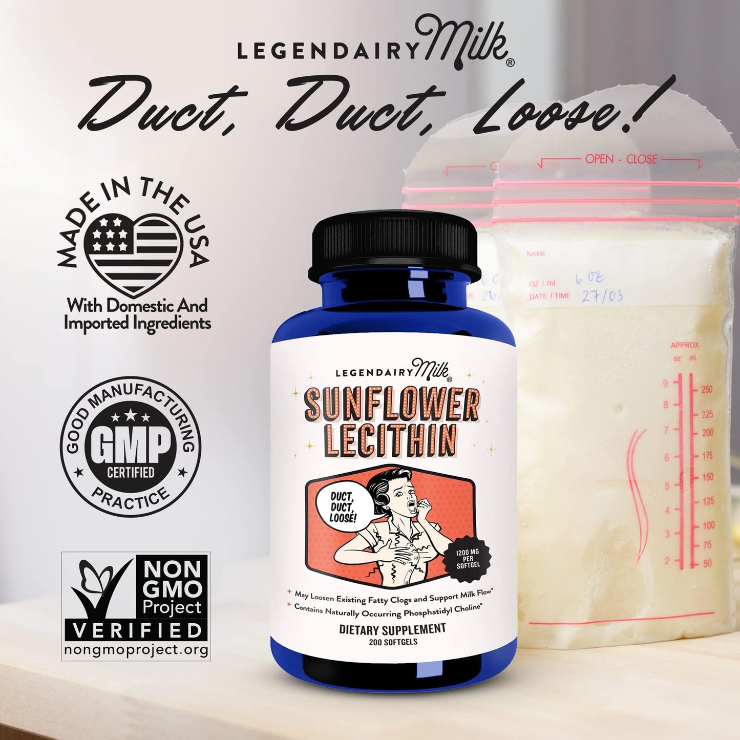 Legendairy Milk Sunflower Lecithin 1200mg 200 Softgels