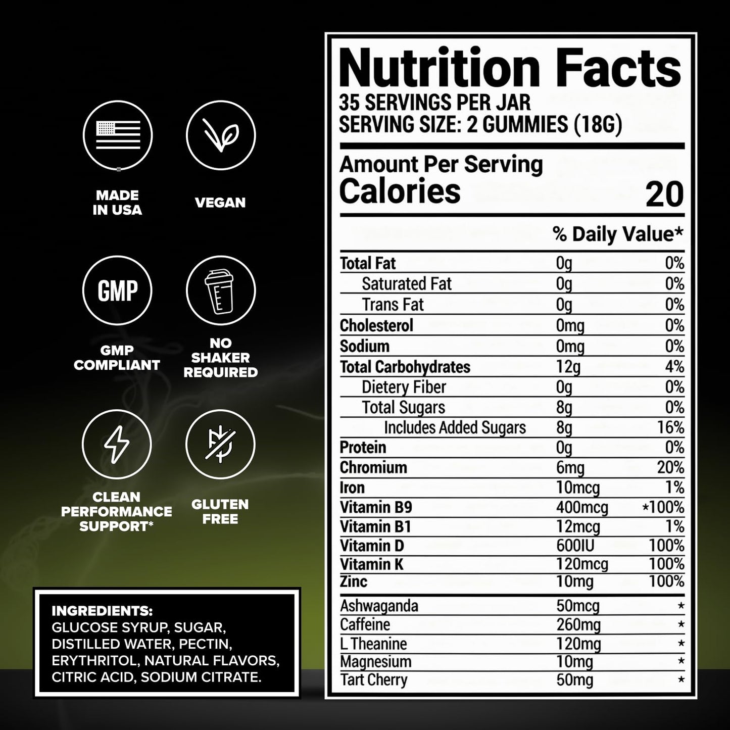 Bounce Pro Shred Blend Pre Workout Gummies, 70 Count