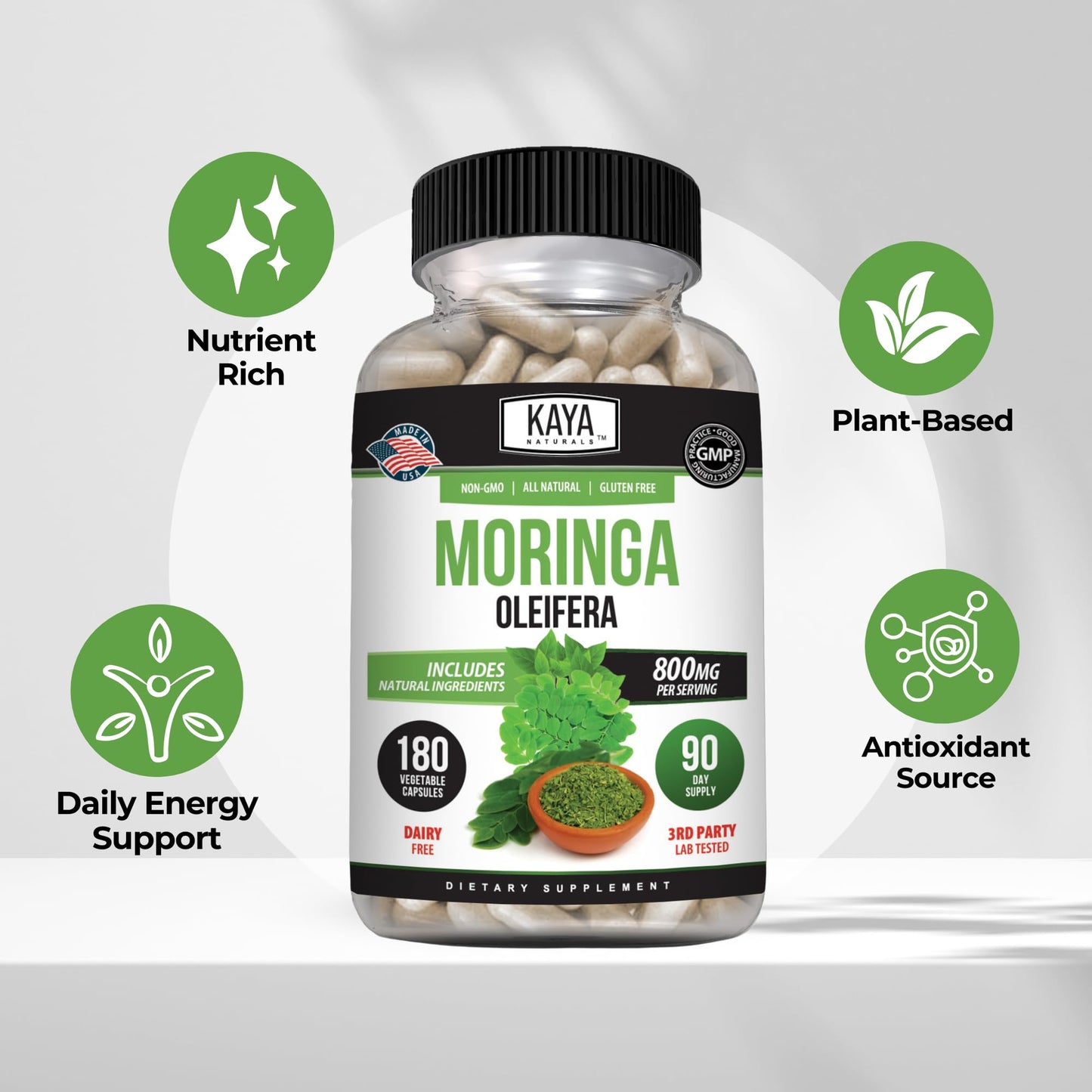 Kaya Naturals Moringa Leaf Extract Capsule 180 Count
