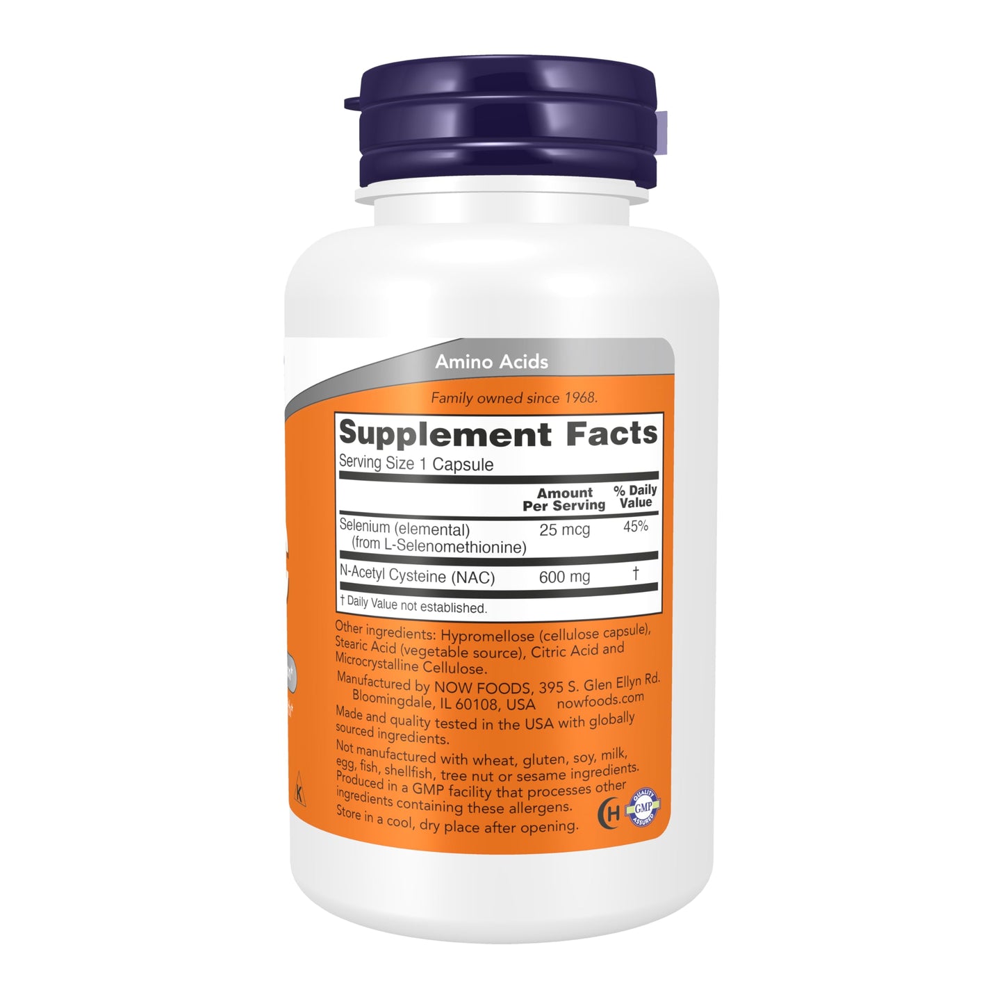 NOW Foods NAC (N-Acetyl Cysteine) 600 mg with Selenium Capsules, 100 Capsules