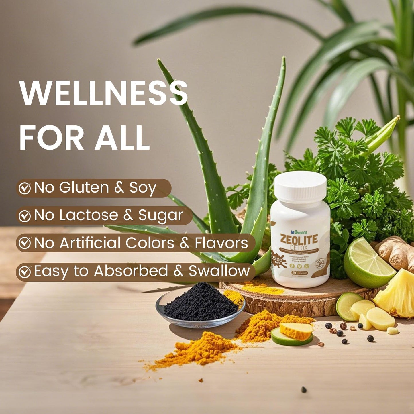 inGreens 6-in-1 Zeolite Detox Capsules, 120 Capsules