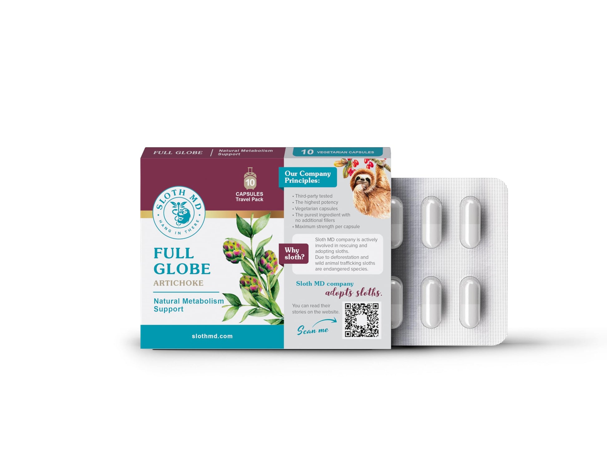 SLOTH MD Full Globe Artichoke Capsules, 10 Count