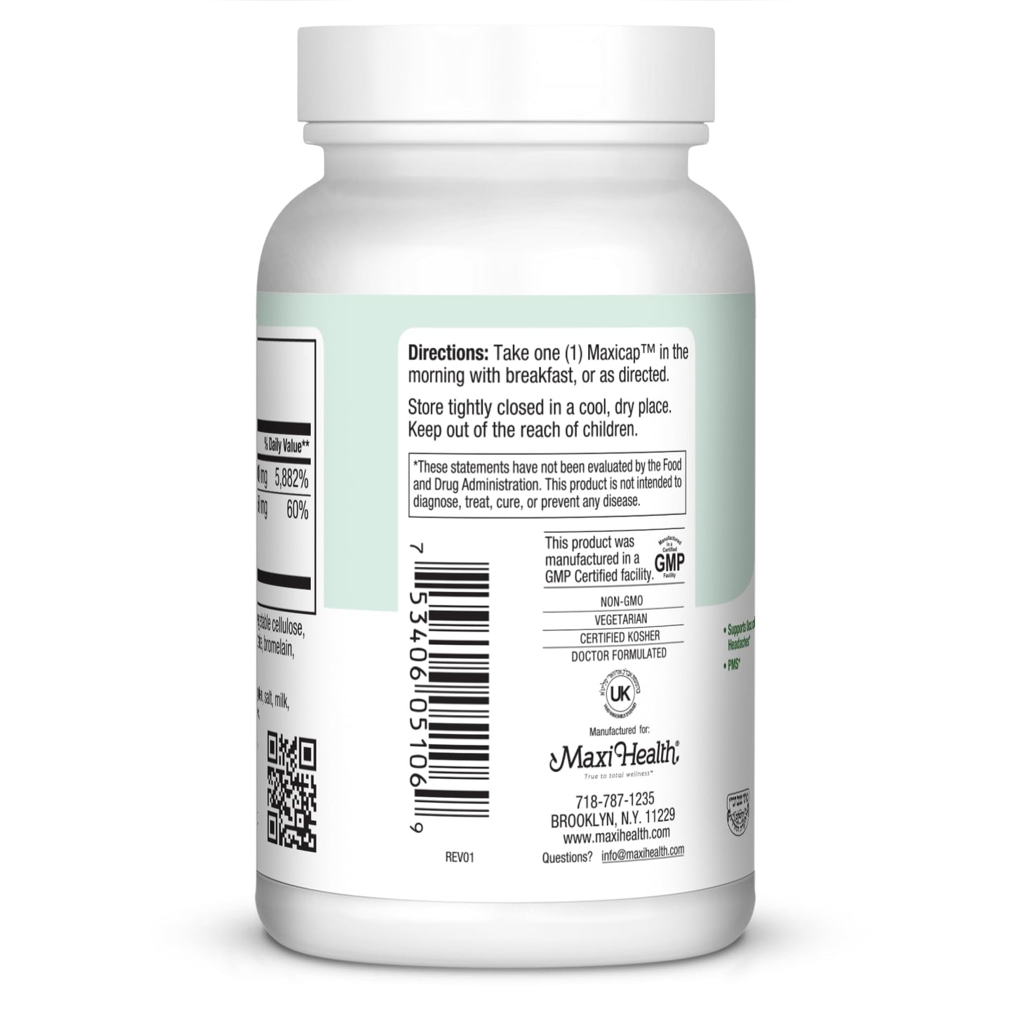 Maxi Health Magnesium B6 Mag 6 Magnesium Glycinate with Vitamin B6, Capsules, 60 Count