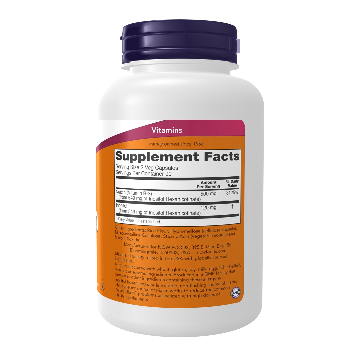 NOW Foods Niacin (Vitamin B-3) 250 mg, Flush-Free, 180 Veg Capsules