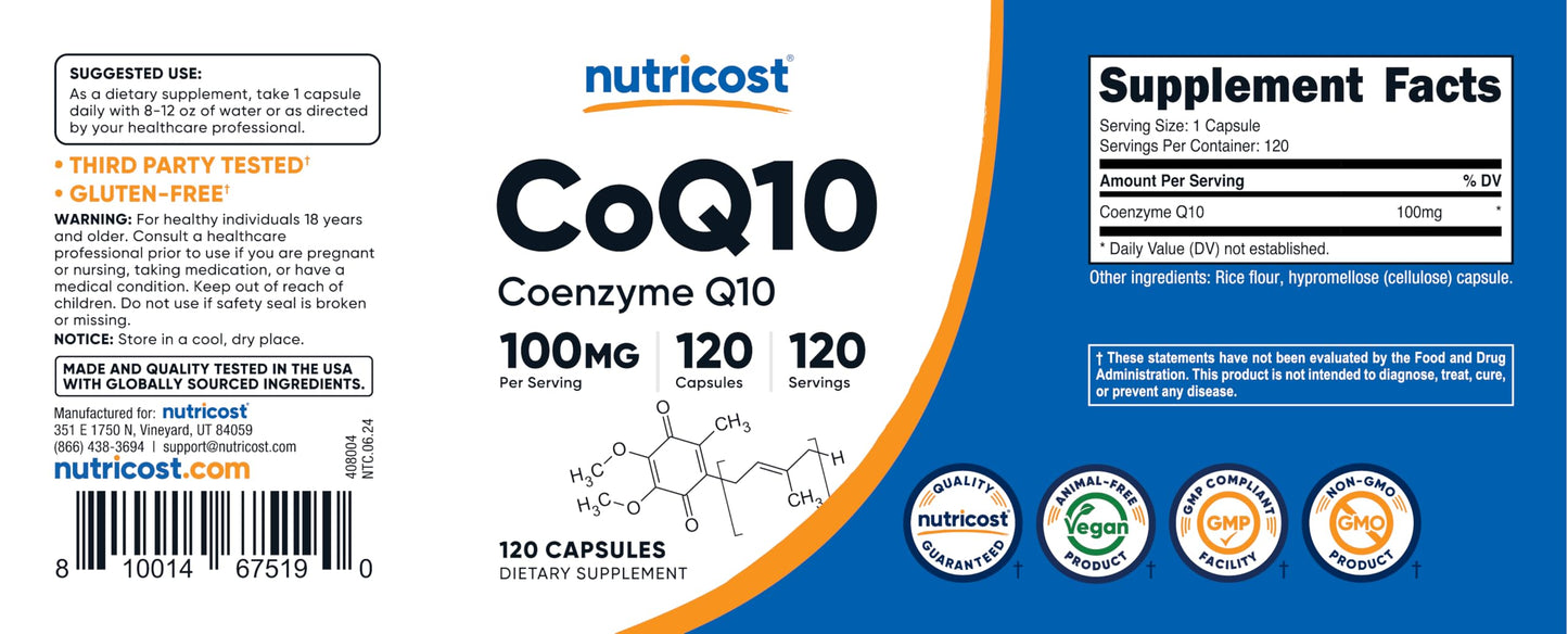 Nutricost CoQ10 100mg Capsule 120 Count