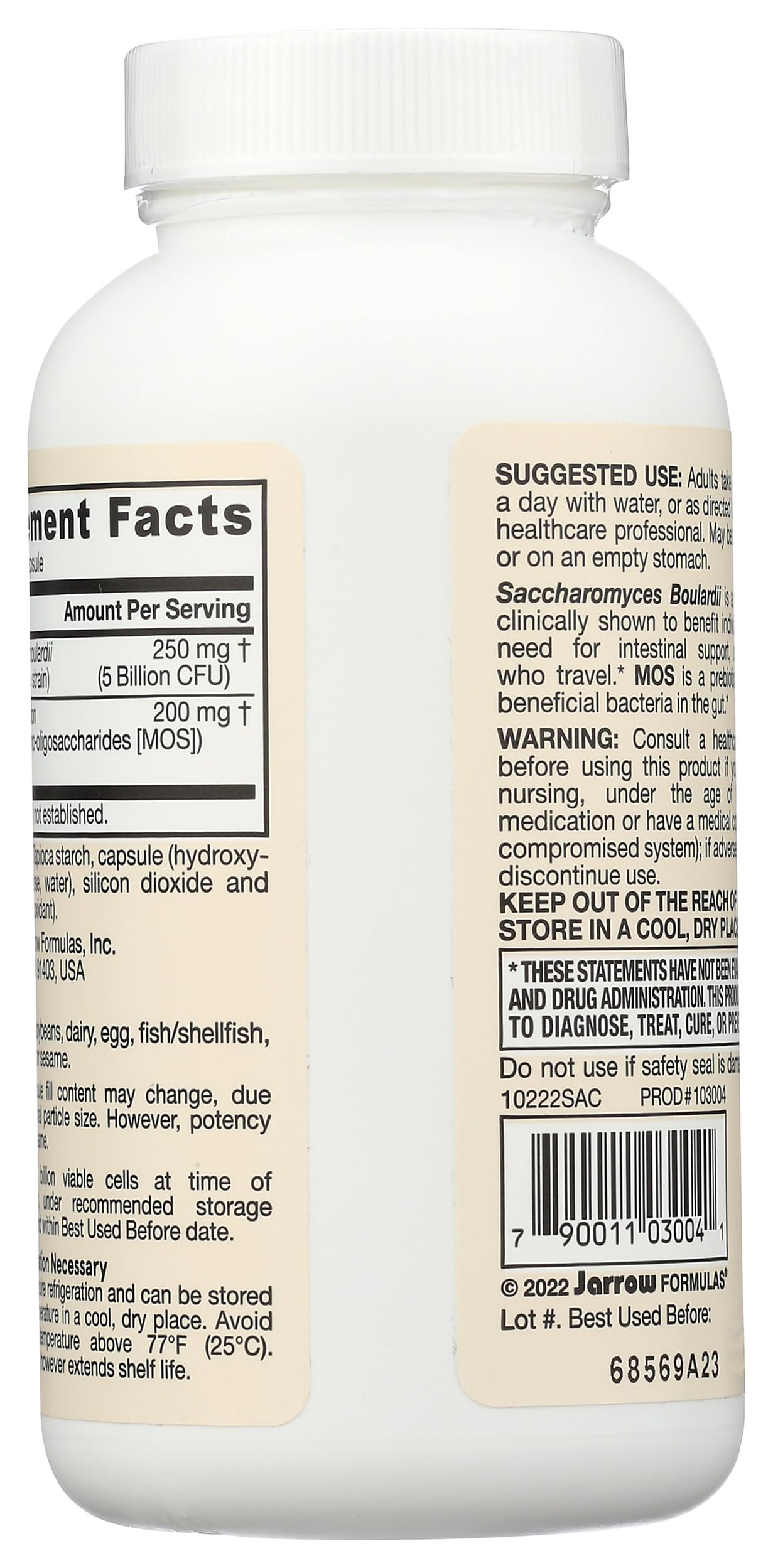 Jarrow Formulas Saccharomyces boulardii Plus MOS Capsule, 90 Count