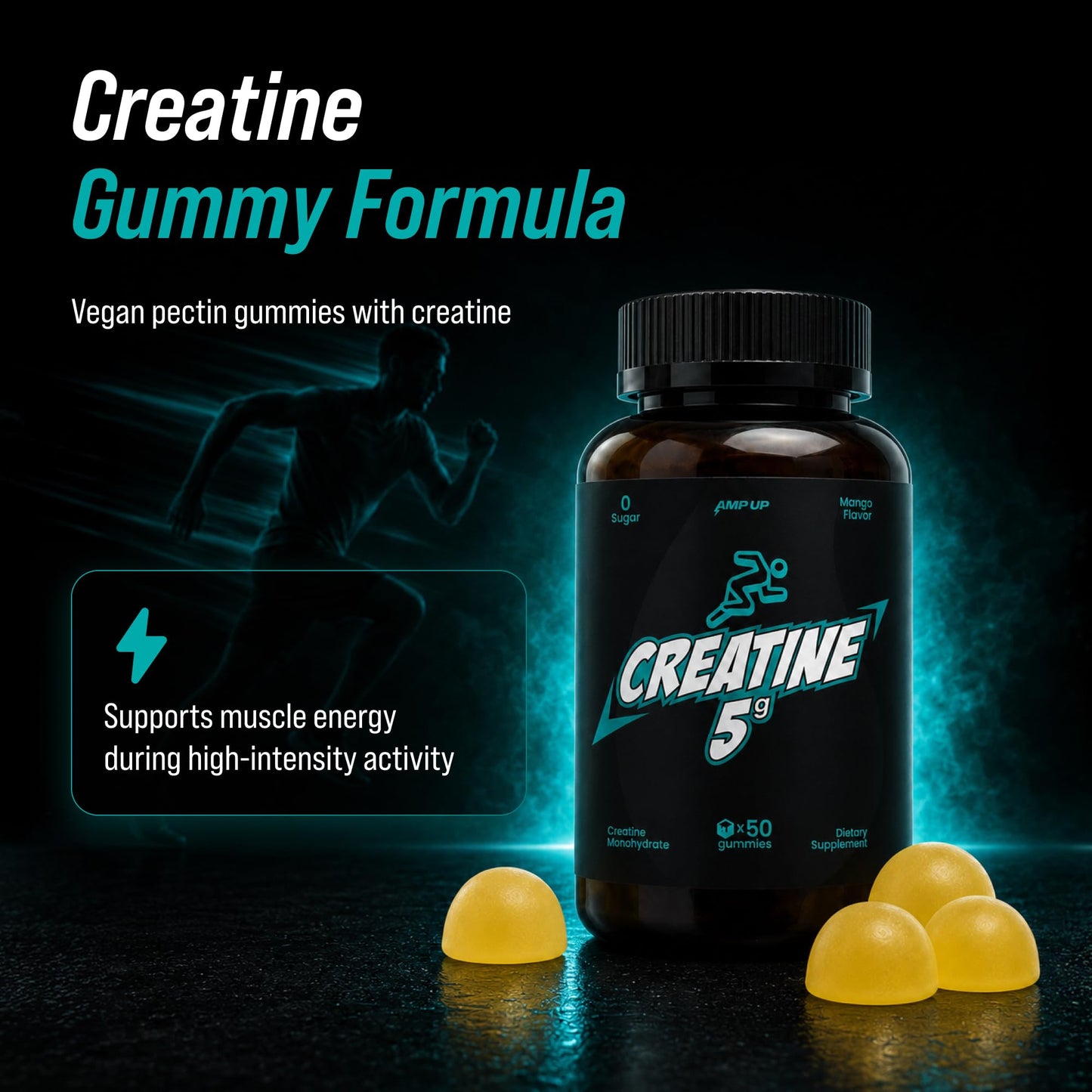 AmpUp Creatine Monohydrate Gummy, 50 Count