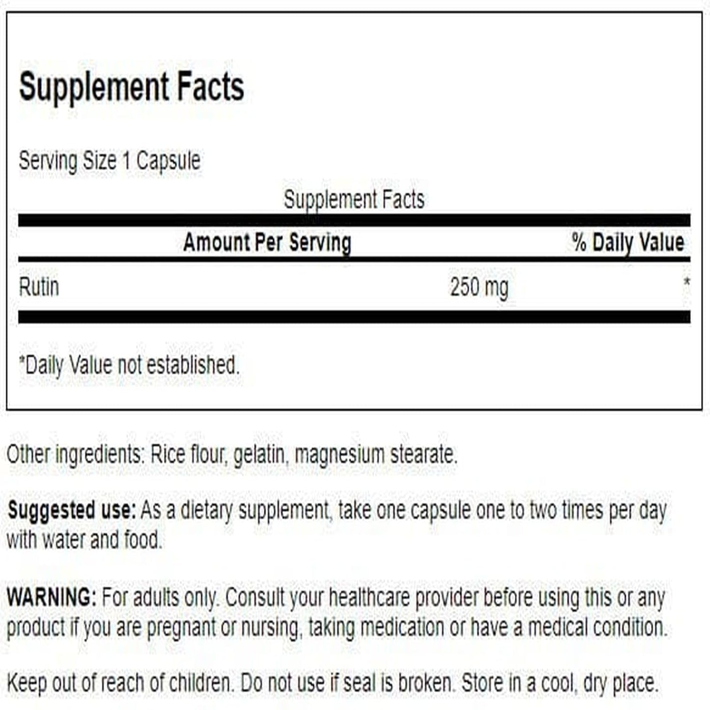 Swanson Rutin 250 Milligrams Capsule 250 Count