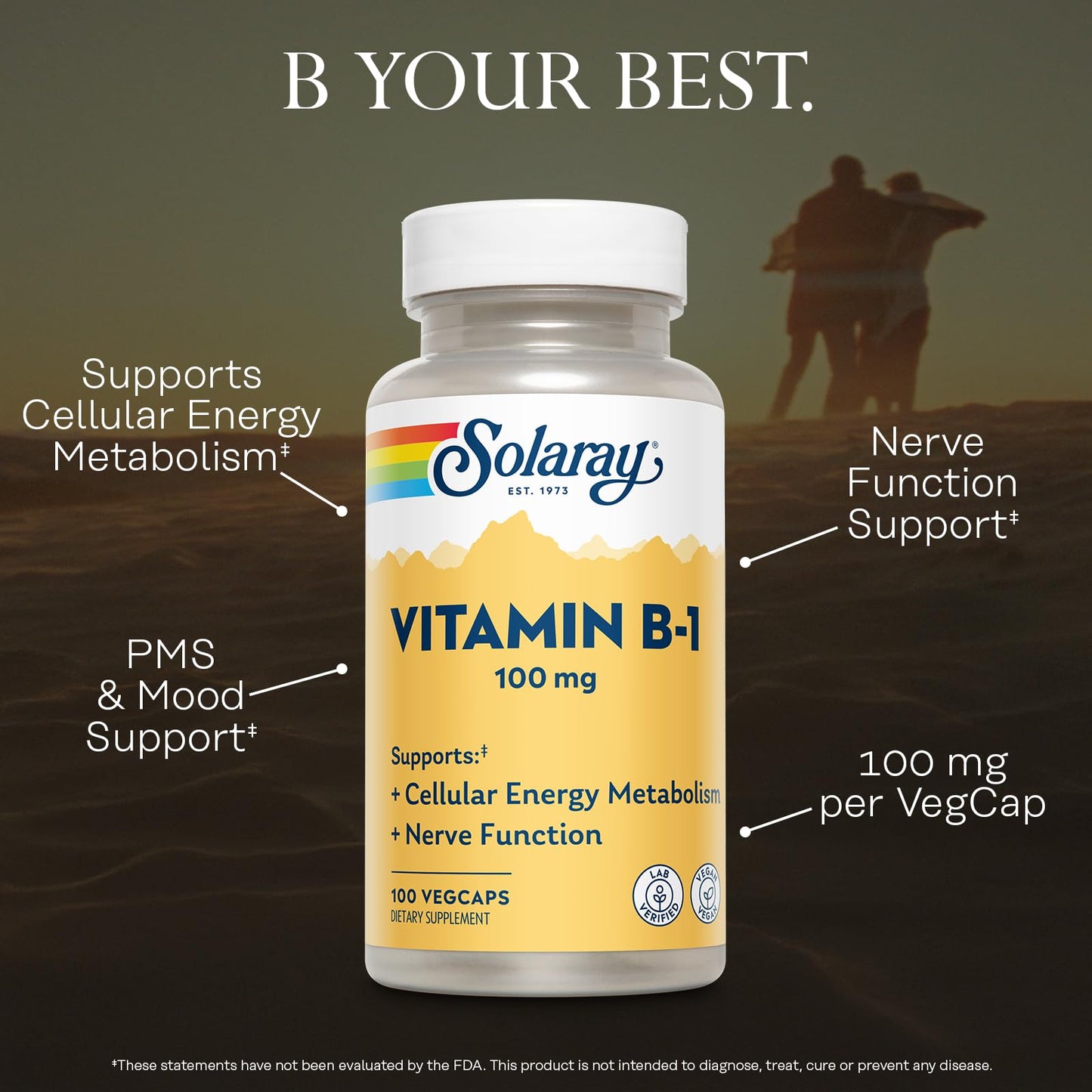 Solaray Vitamin B-1 100 mg Capsule, 100 Count