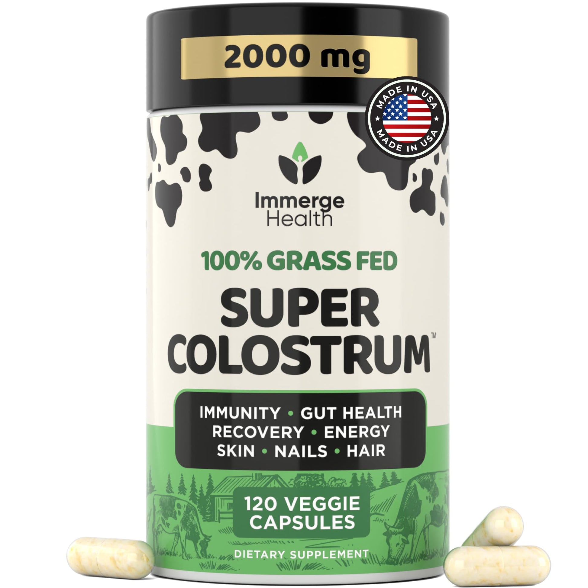 Immerge Health Super Colostrum Capsules, 120 Count