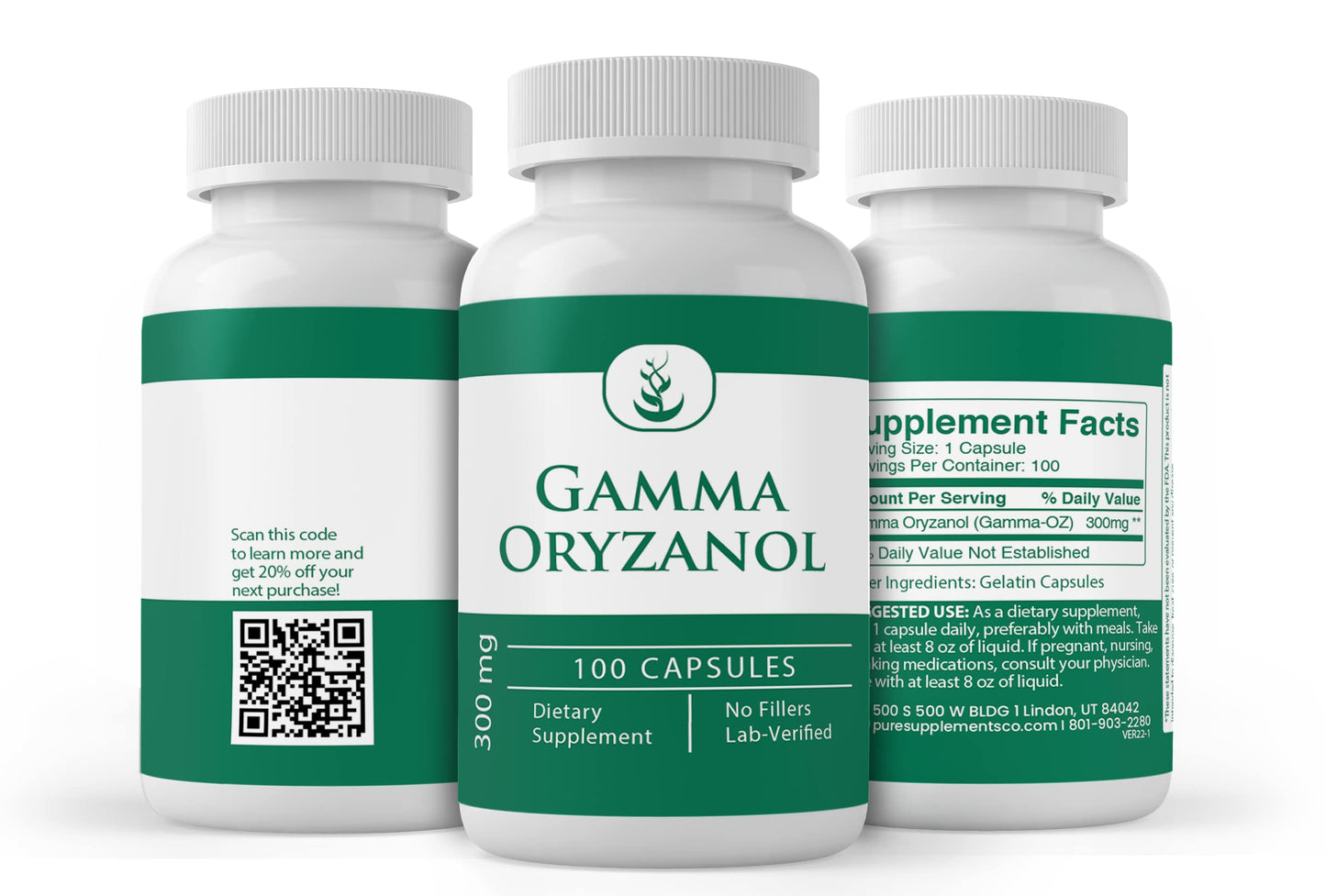 PURE ORIGINAL INGREDIENTS Gamma Oryzanol Capsule 100 Count