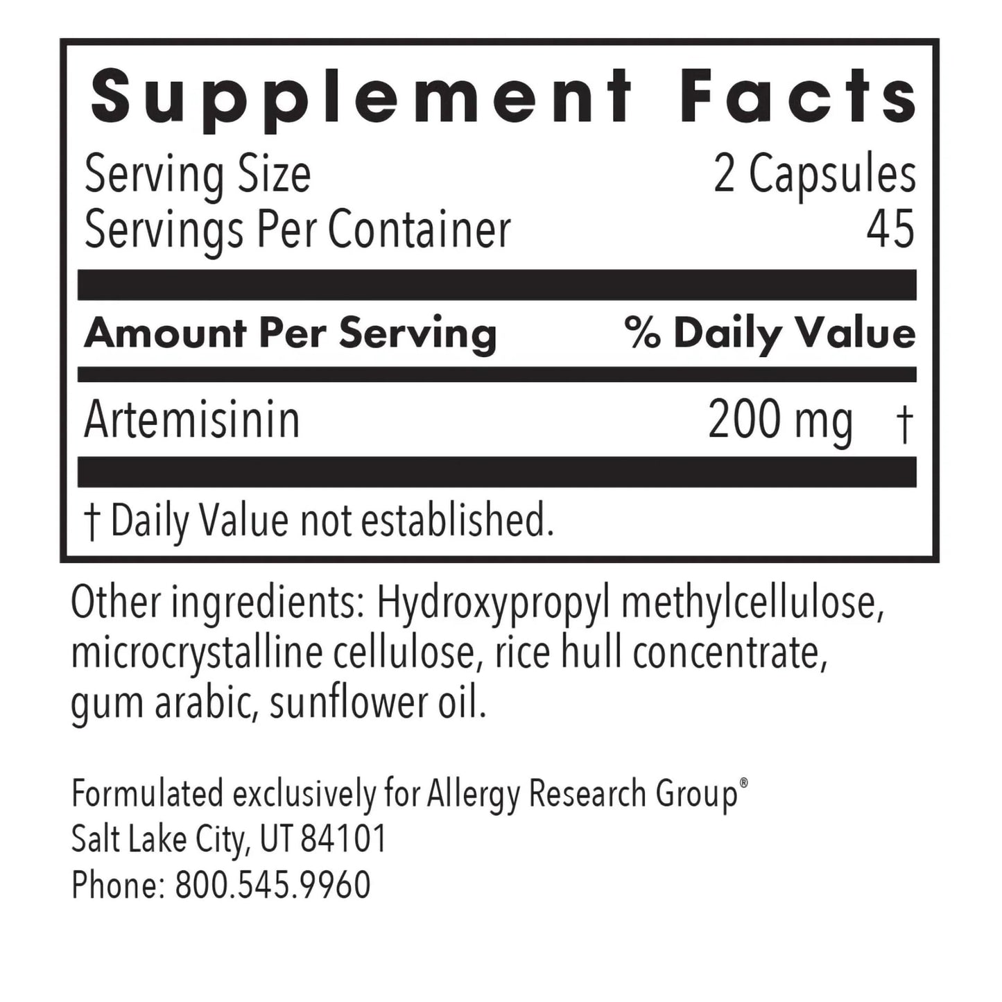 Allergy Research Group Artemisinin Capsule 90 Count