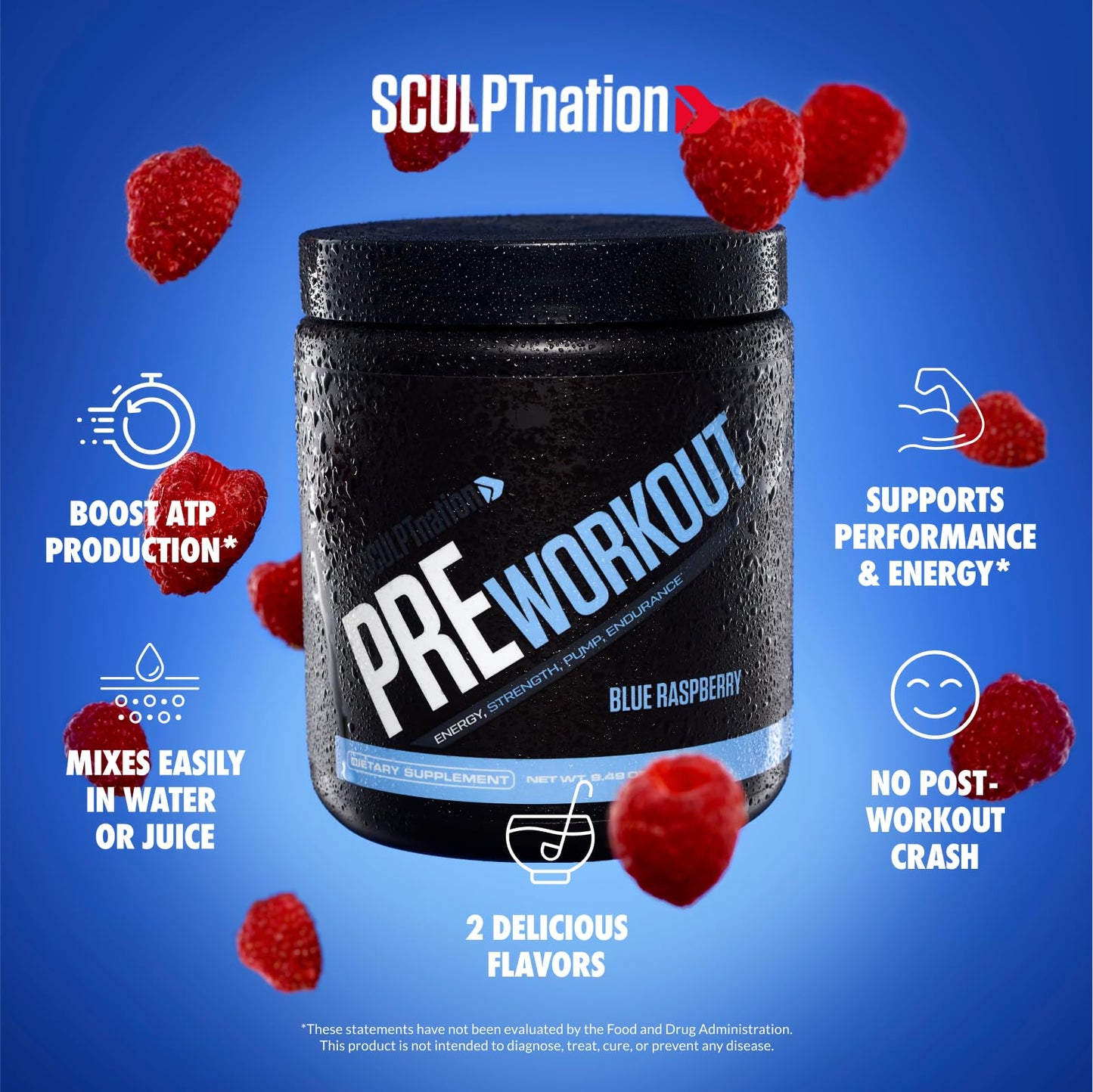 Sculpt Nation PreWorkout with Amino Acids Powder, 30 Servings