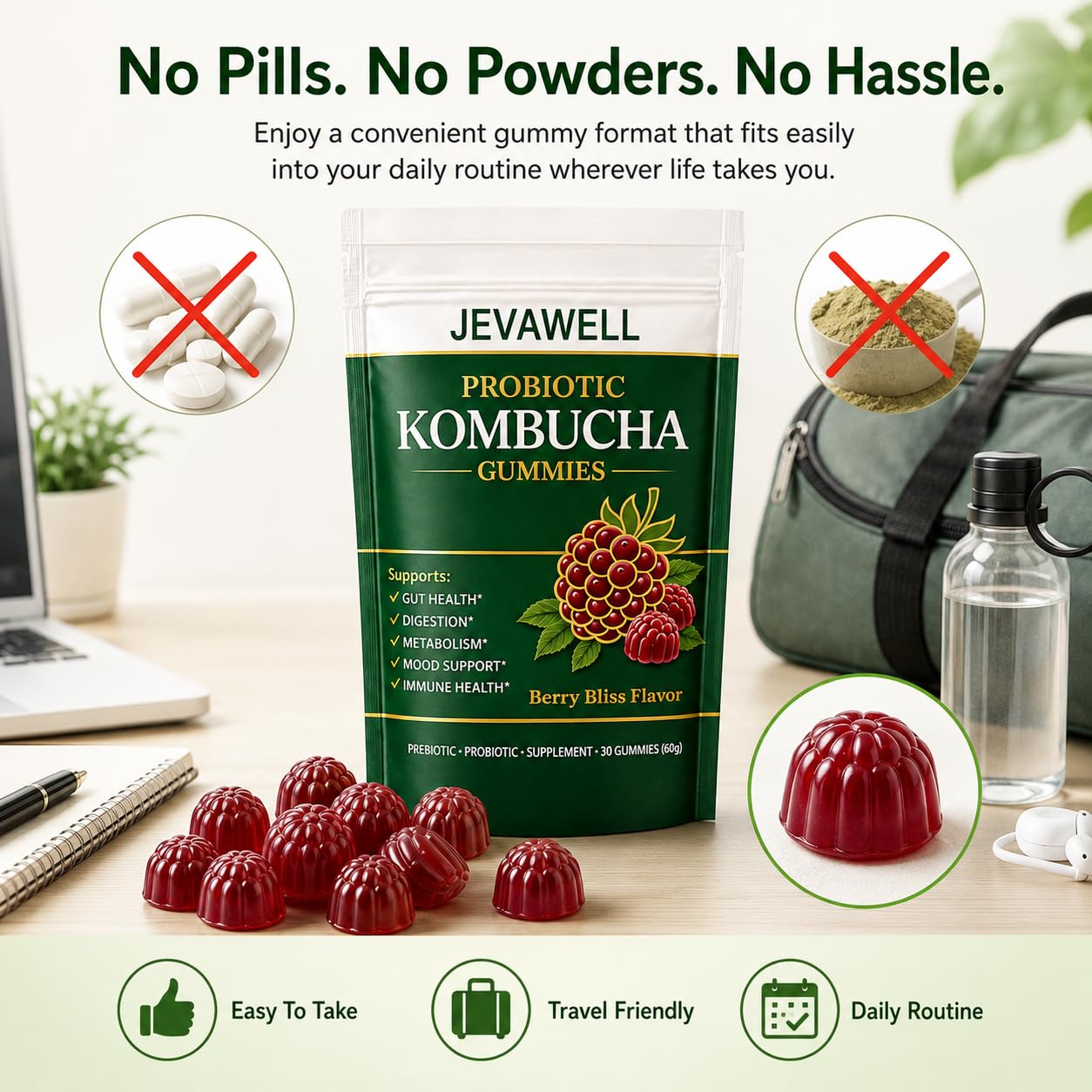 jevawell Kombucha Gummies 60 Count