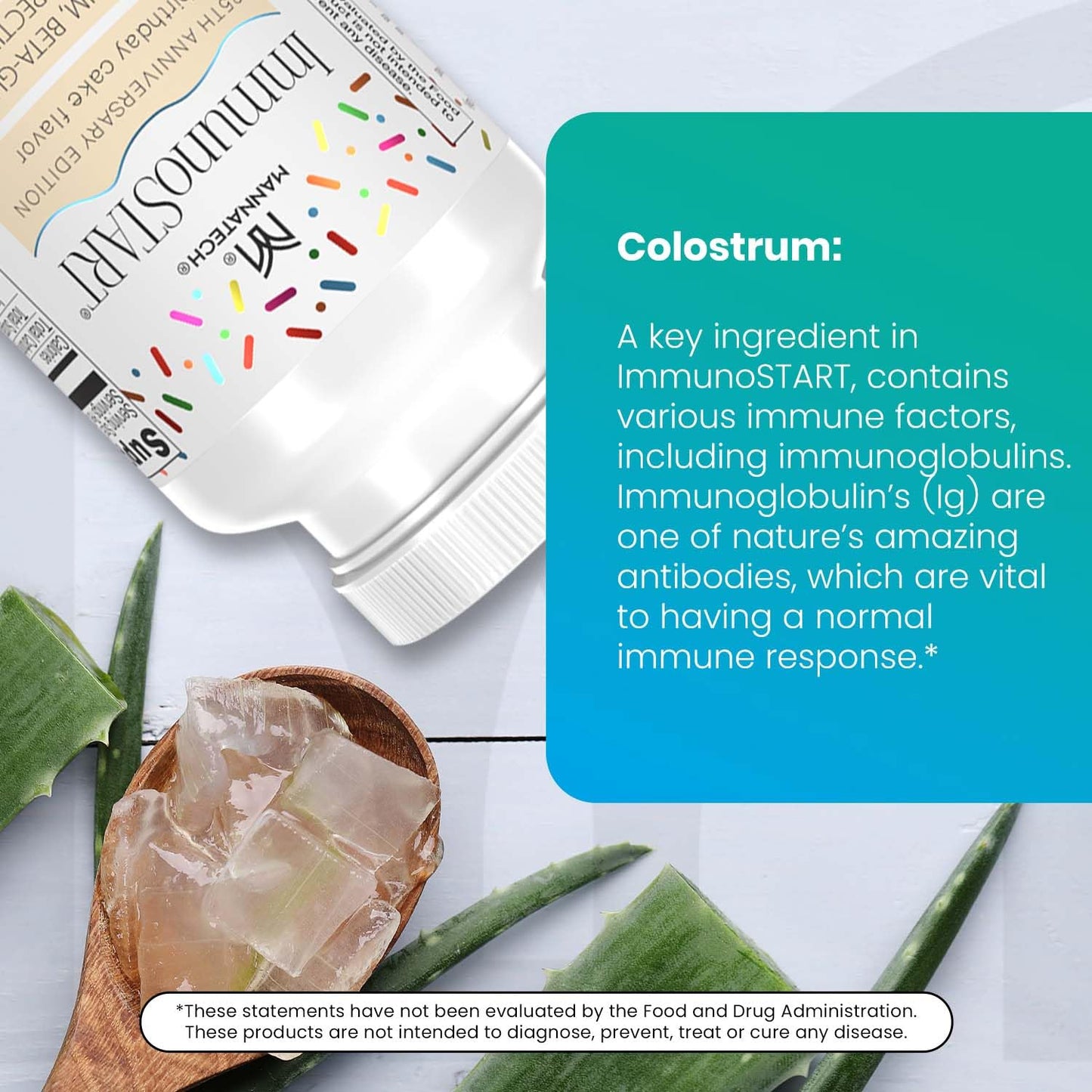 Mannatech ImmunoSTART Birthday Cake Flavor Colostrum, Beta-1,3 Glucans, Citrus Pectin, 25th Anniversary, Contains Milk, 60 Tablets