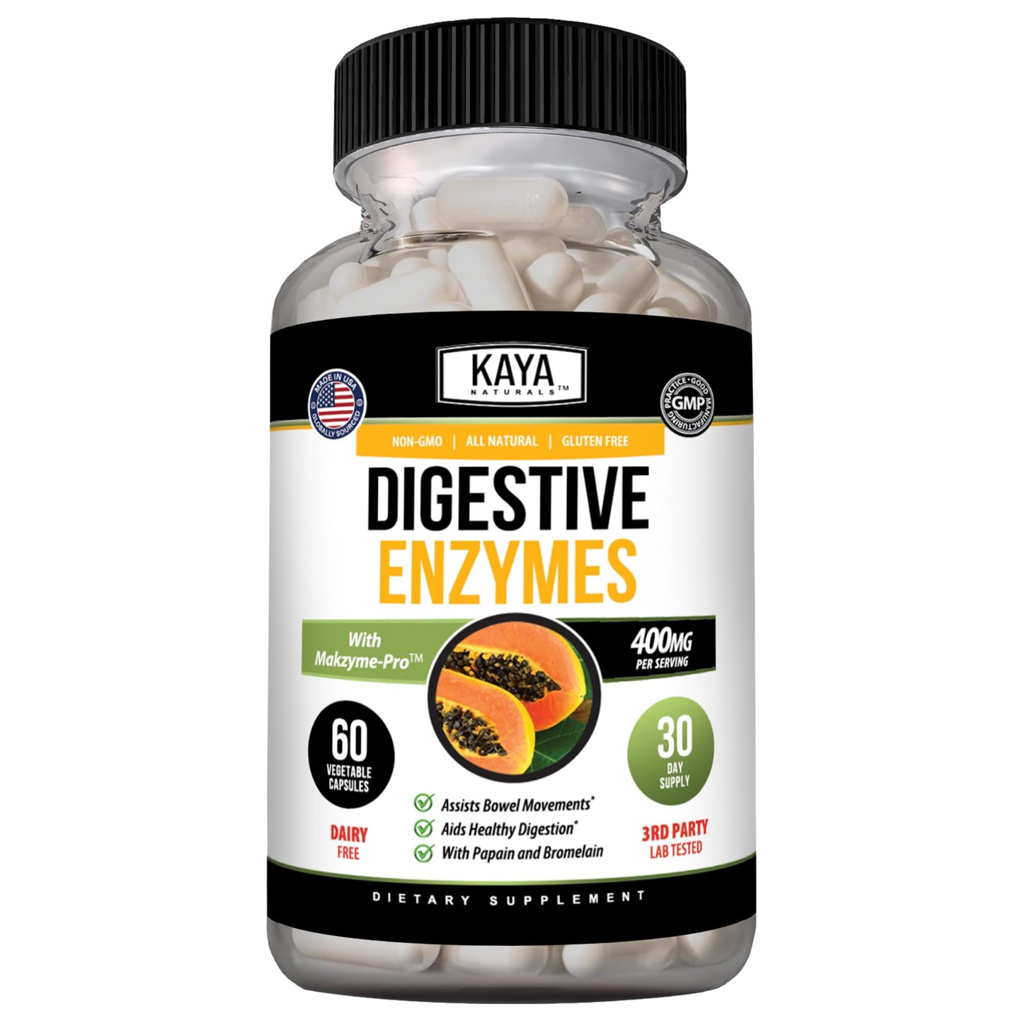 Kaya Naturals Digestive Enzymes Capsule, 60 Count
