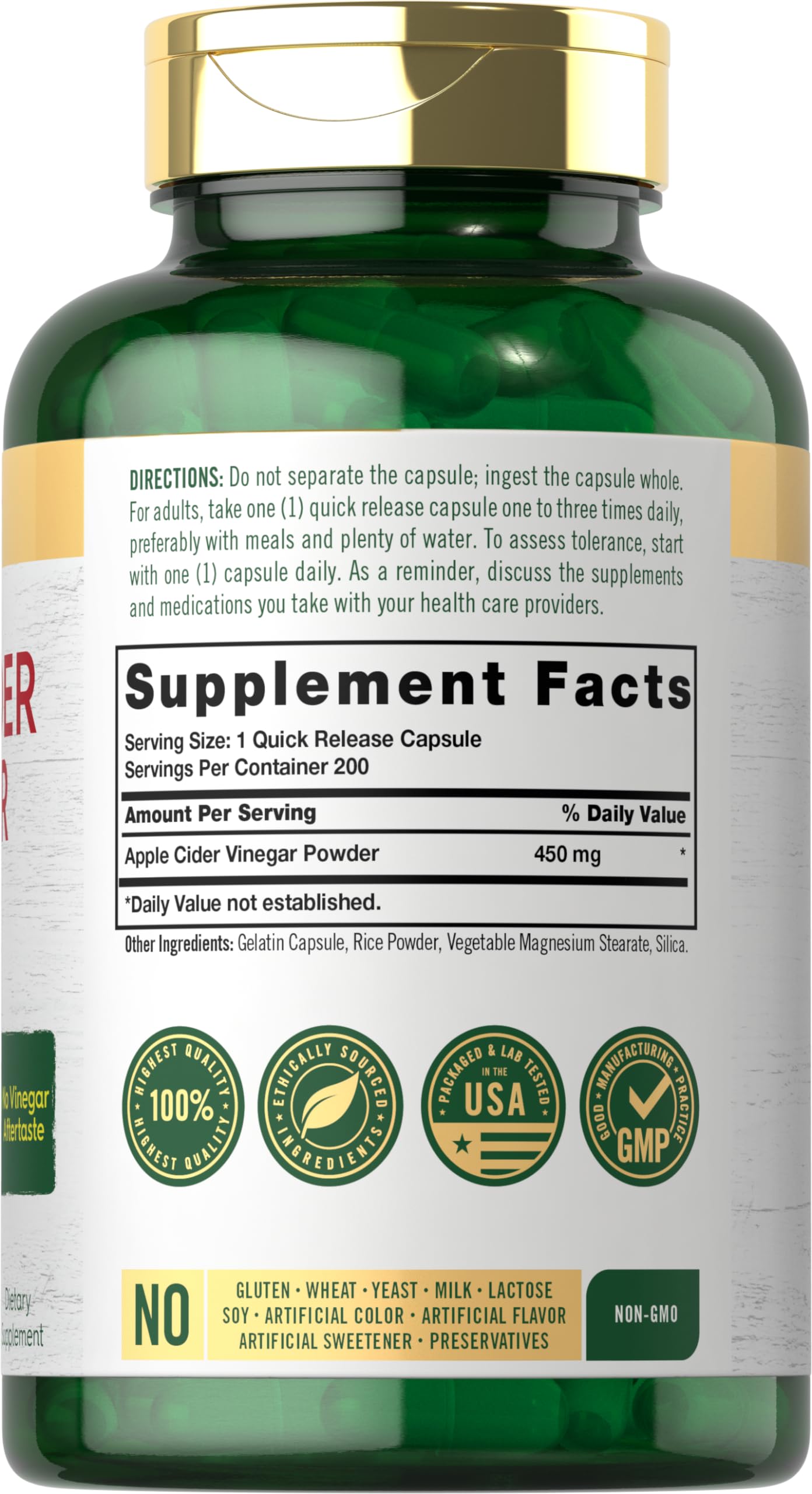Carlyle Apple Cider Vinegar Capsules 200-count