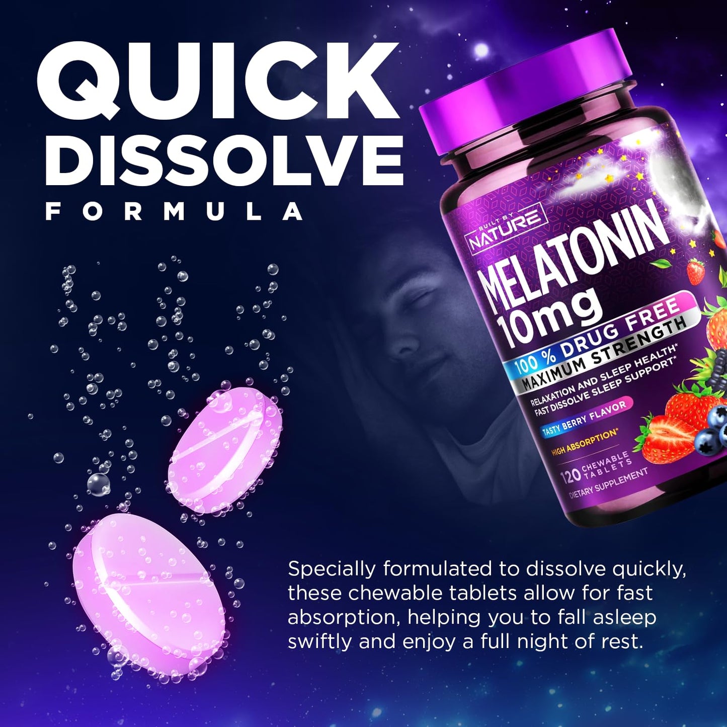 Built by Nature Melatonin 10mg Tablets, 120 Count