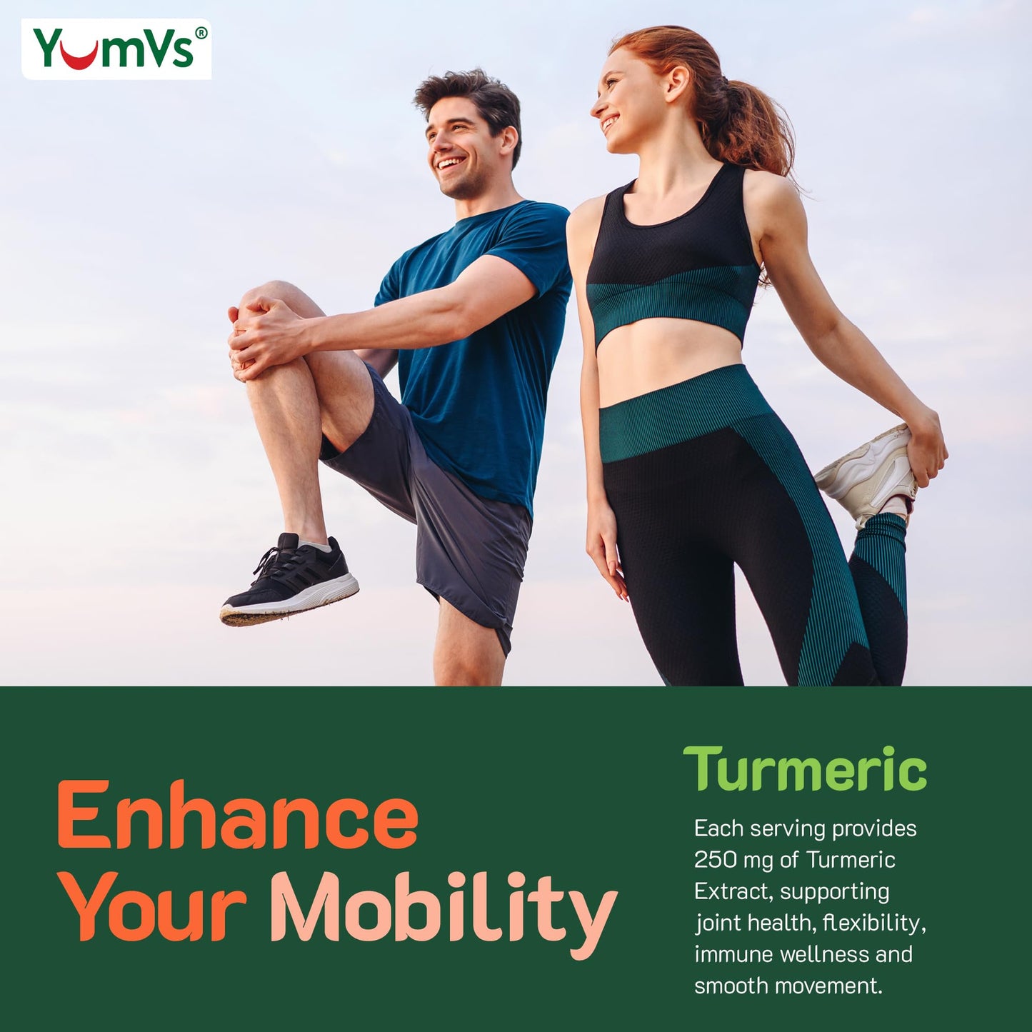 YUM-V'S Turmeric Gummies with Ginger and Piperine – Peach Flavor, 60 Gummies
