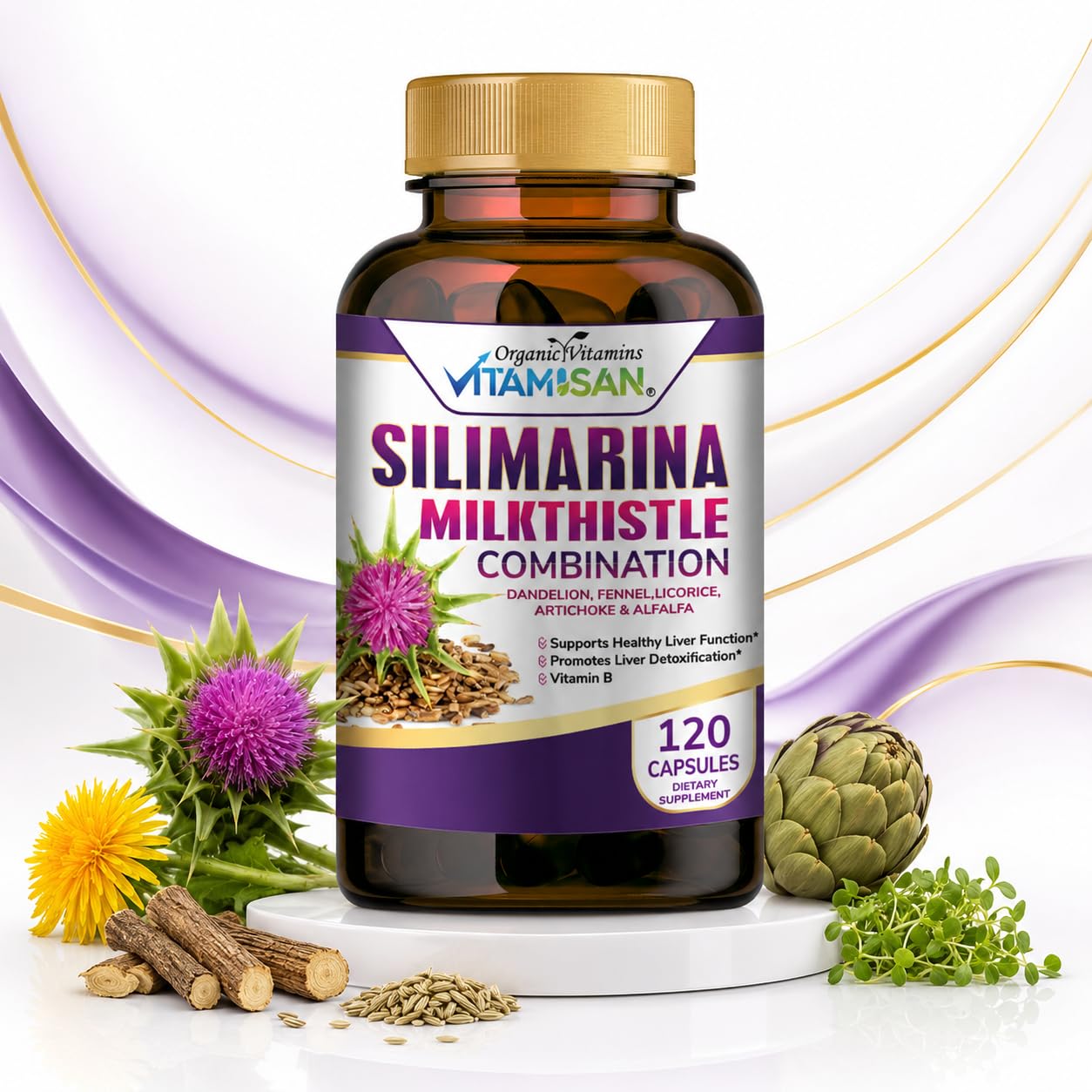 VITAMISAN Milk Thistle Detox & Cleansing Formula Capsules 120 Count