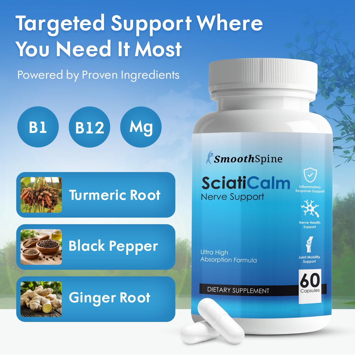 SmoothSpine SciatiCalm Dietary Supplement Capsule 60 Capsules